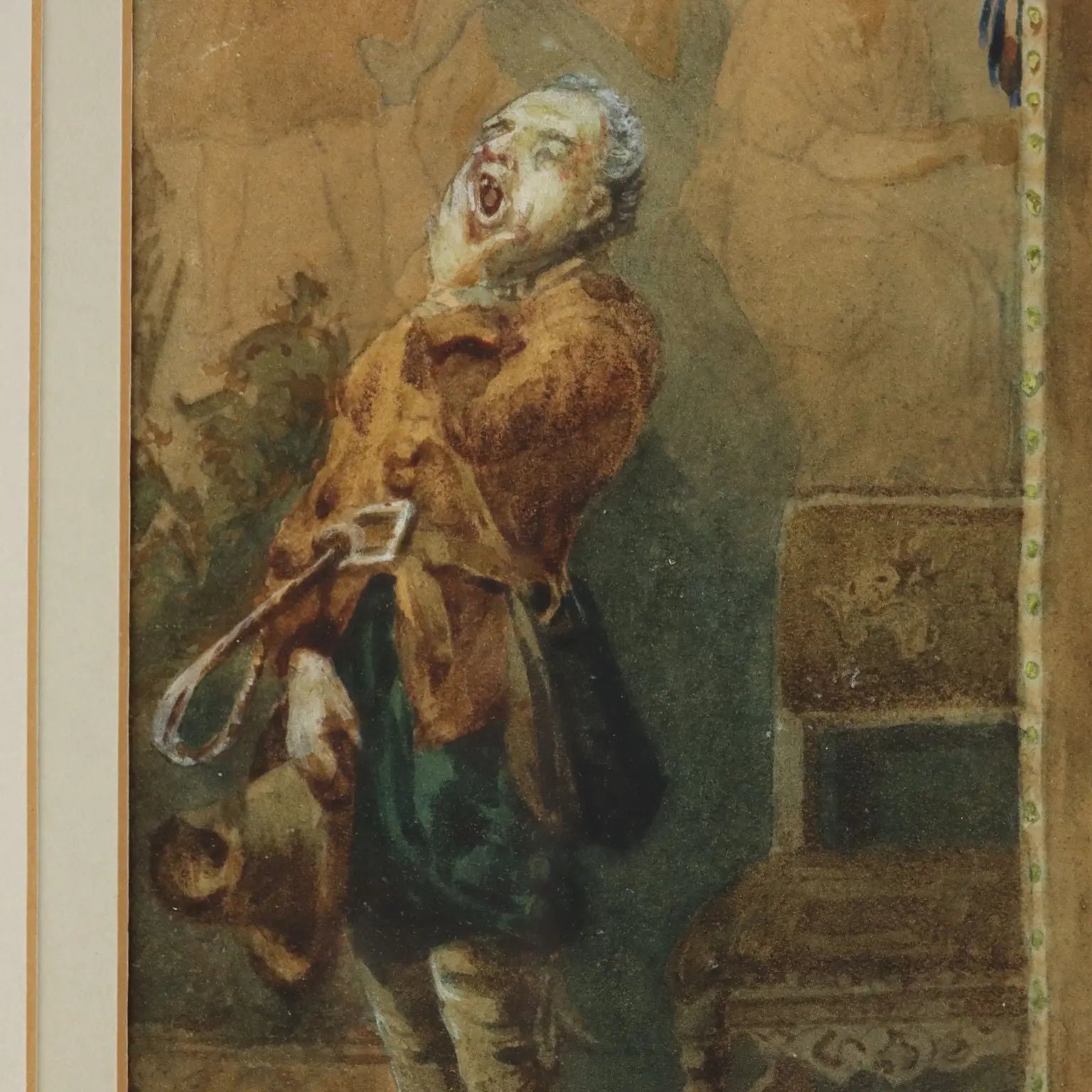 Antique Painting Signed Pietro Michis Interior Scene XIX Century - Interior Scene with Figures | Art | 19th Century
