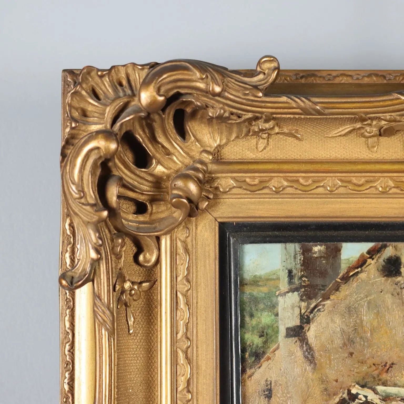 Antique Painting Signed Domenico Pennacchini Oil on Hardboard '800 - Farmhouse with Commoner and Ducks | Art | 19th Century