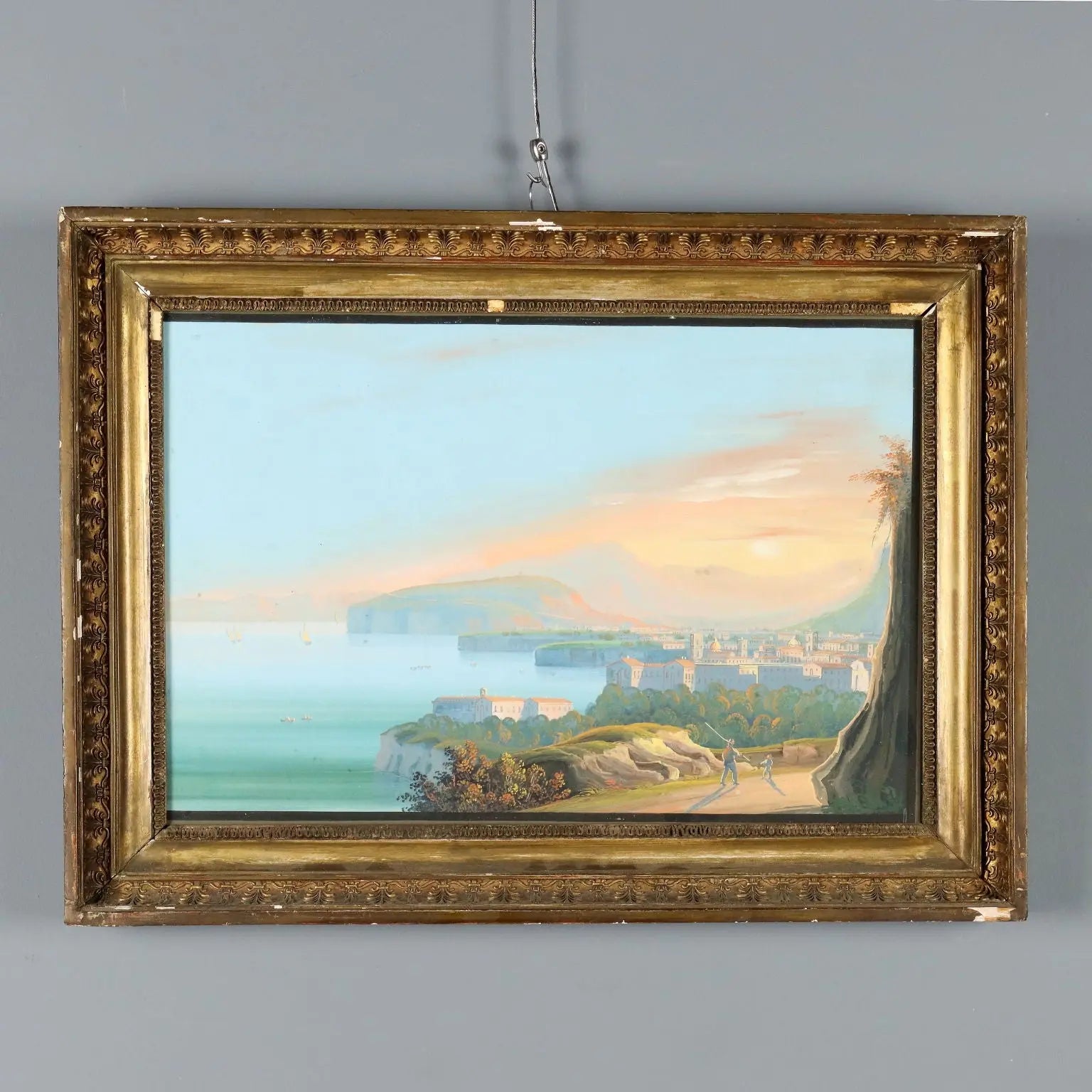 Antique Painting Gouache with Glimpse of Sorrento XIX Century | Art | 19th Century