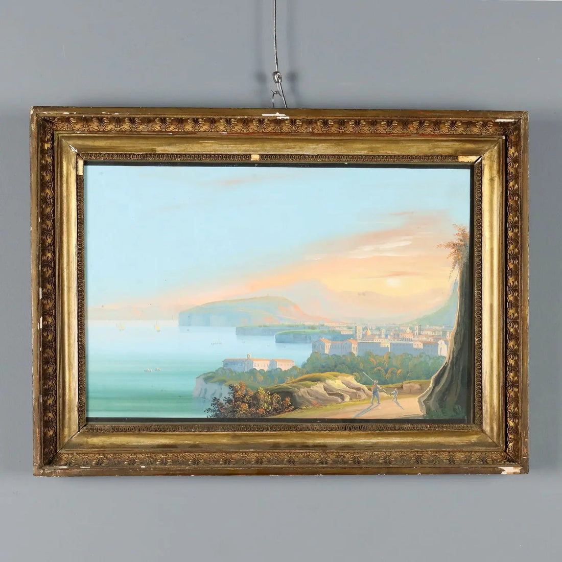 Antique Painting Gouache with Glimpse of Sorrento XIX Century | Art | 19th Century
