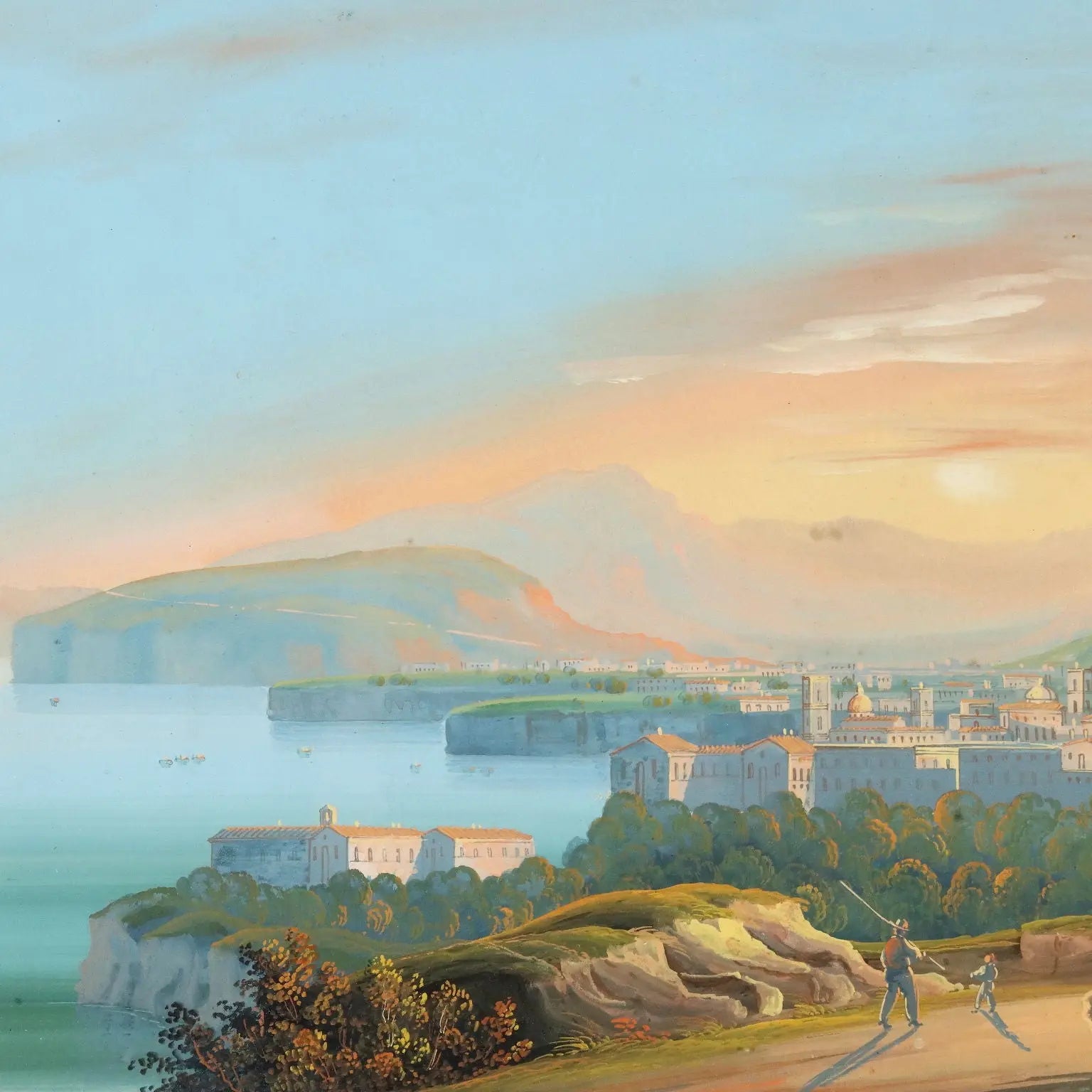 Antique Painting Gouache with Glimpse of Sorrento XIX Century | Art | 19th Century