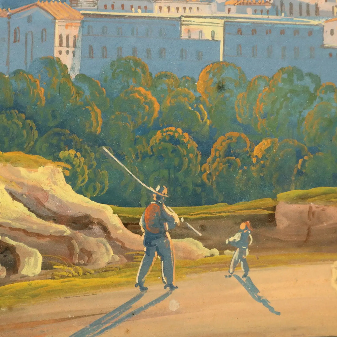 Antique Painting Gouache with Glimpse of Sorrento XIX Century | Art | 19th Century