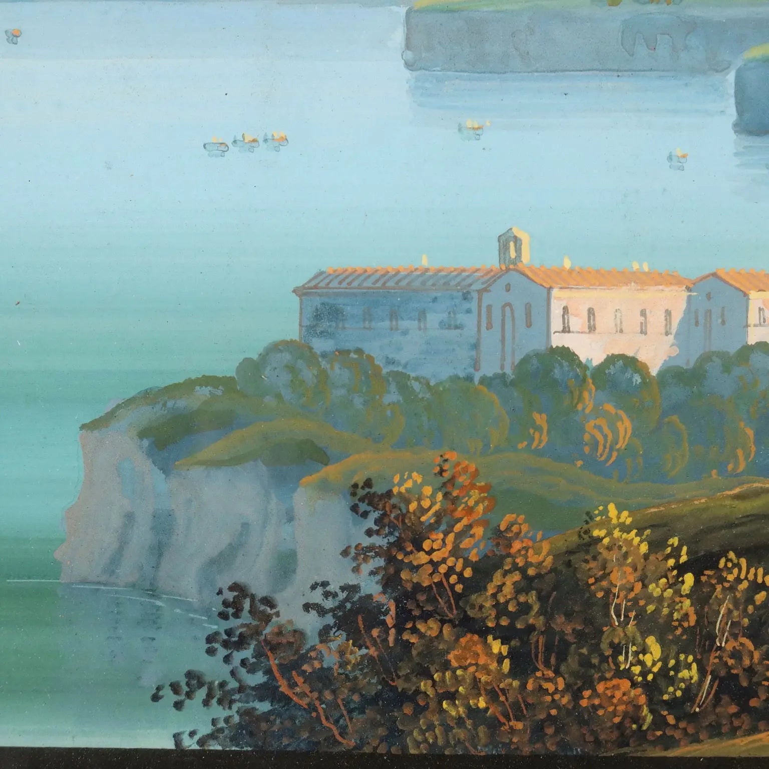 Antique Painting Gouache with Glimpse of Sorrento XIX Century | Art | 19th Century