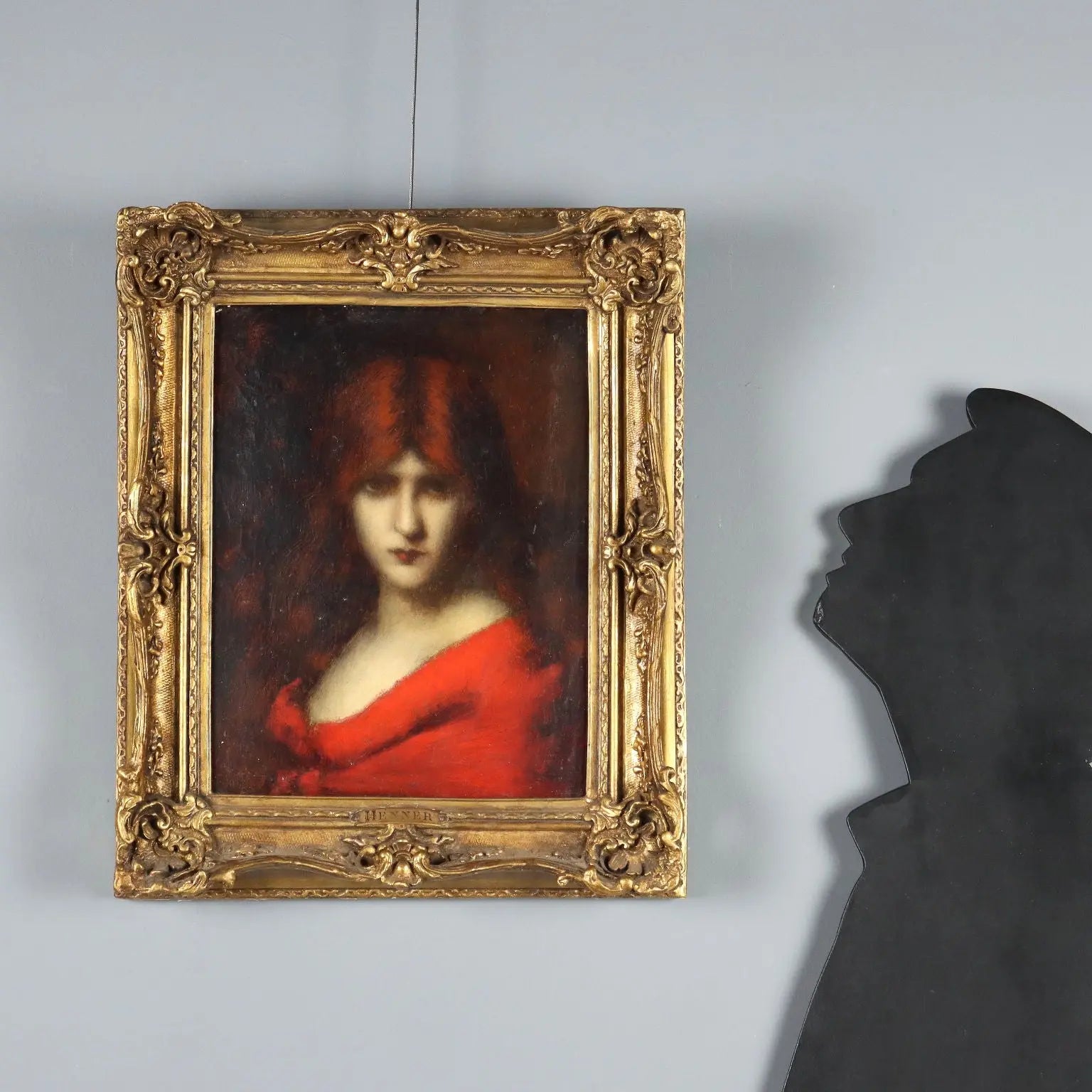 Antique Painting Attributed to Jean-Jacques Henner Portrait of a Woman - Portrait of a Woman in a Red Dress | Art | 19th Century