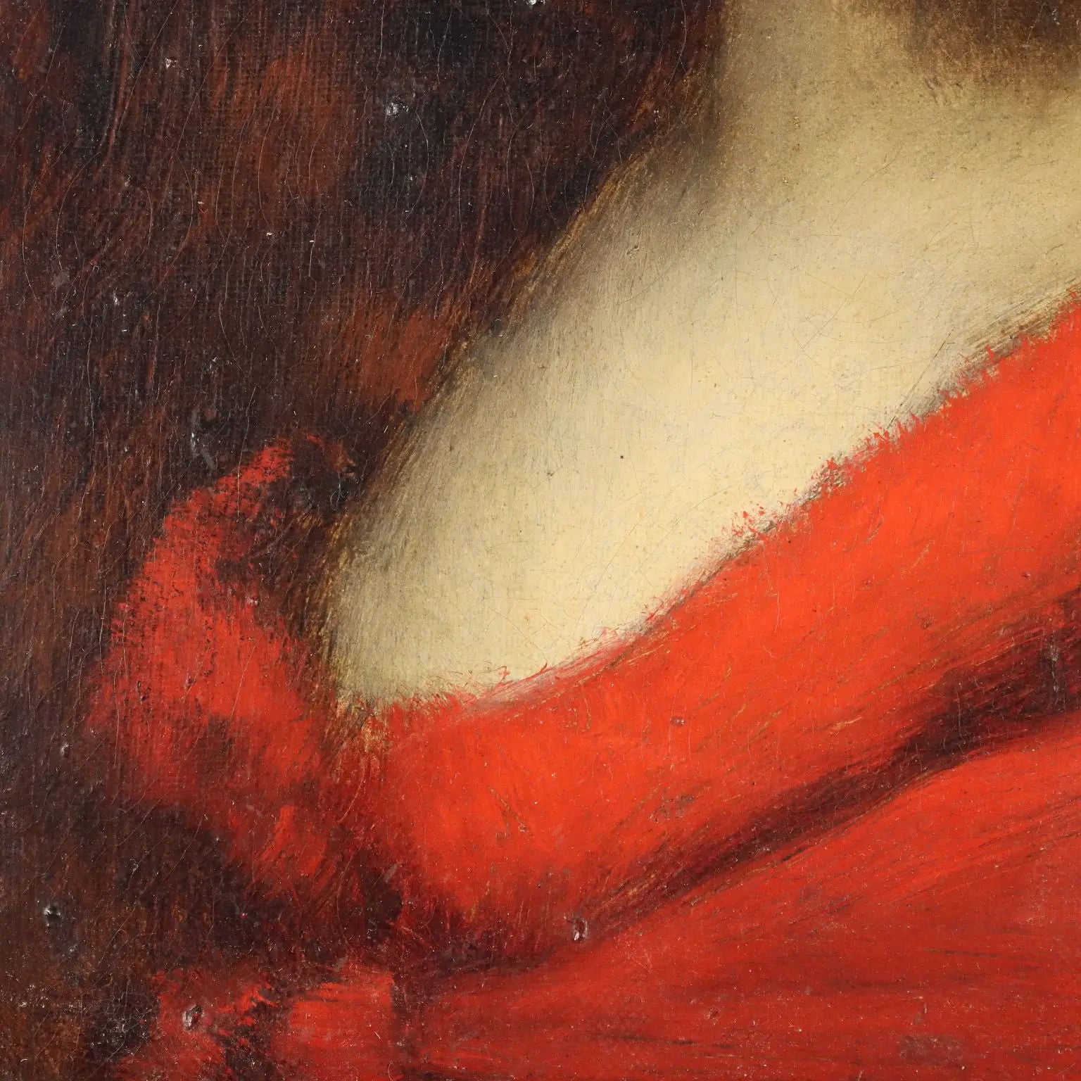 Antique Painting Attributed to Jean-Jacques Henner Portrait of a Woman - Portrait of a Woman in a Red Dress | Art | 19th Century