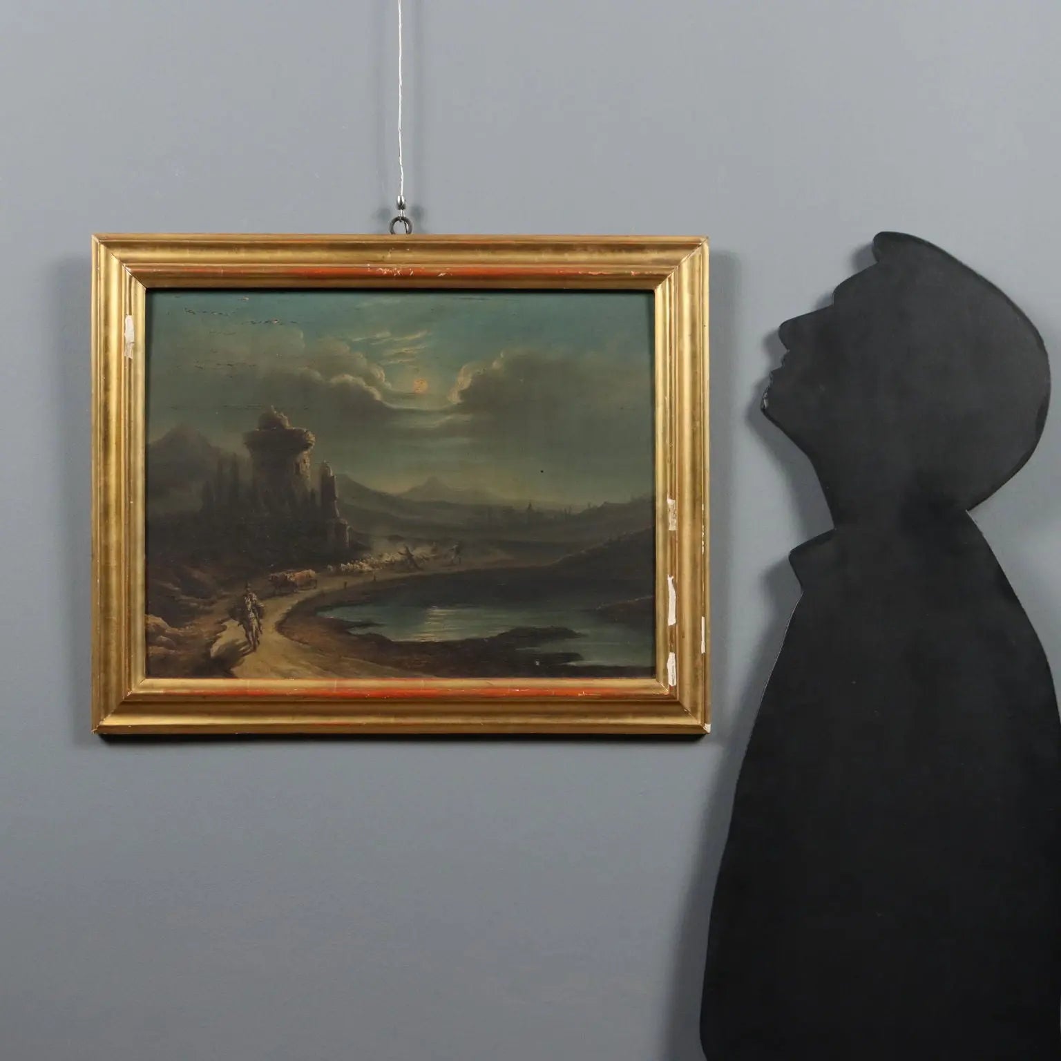 Antique Painting Night Landscape Oil on Hardboard XIX Century | Art | 19th Century