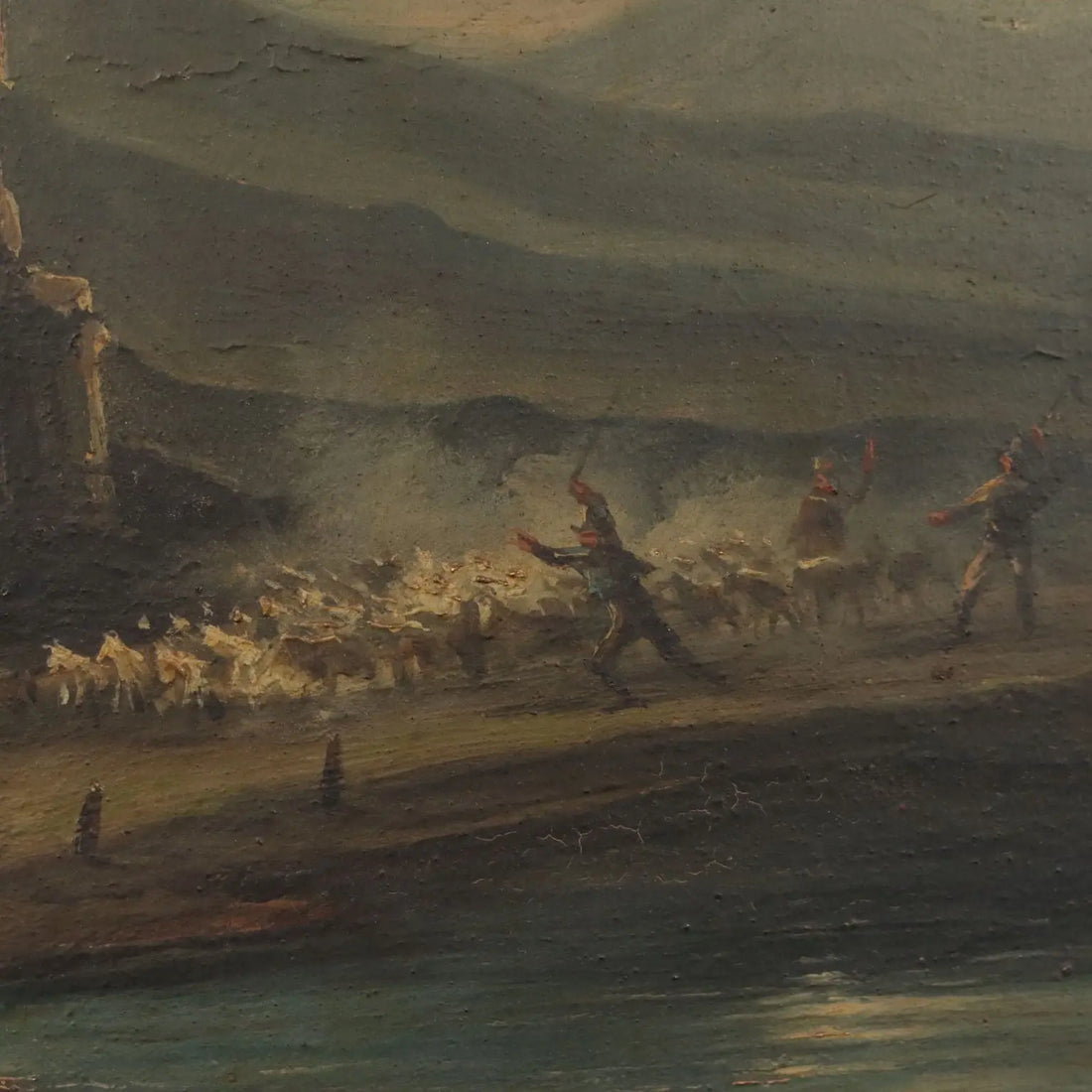 Antique Painting Night Landscape Oil on Hardboard XIX Century | Art | 19th Century