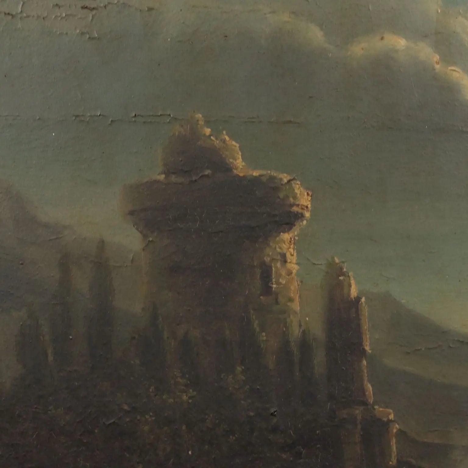 Antique Painting Night Landscape Oil on Hardboard XIX Century | Art | 19th Century