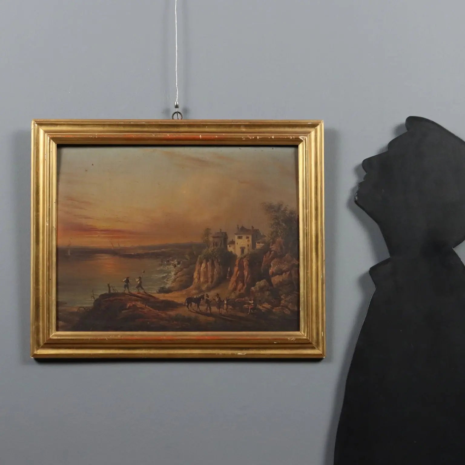 Antique Painting Sunset on Sea Landscape Oil on Borad XIX Century | Art | 19th Century
