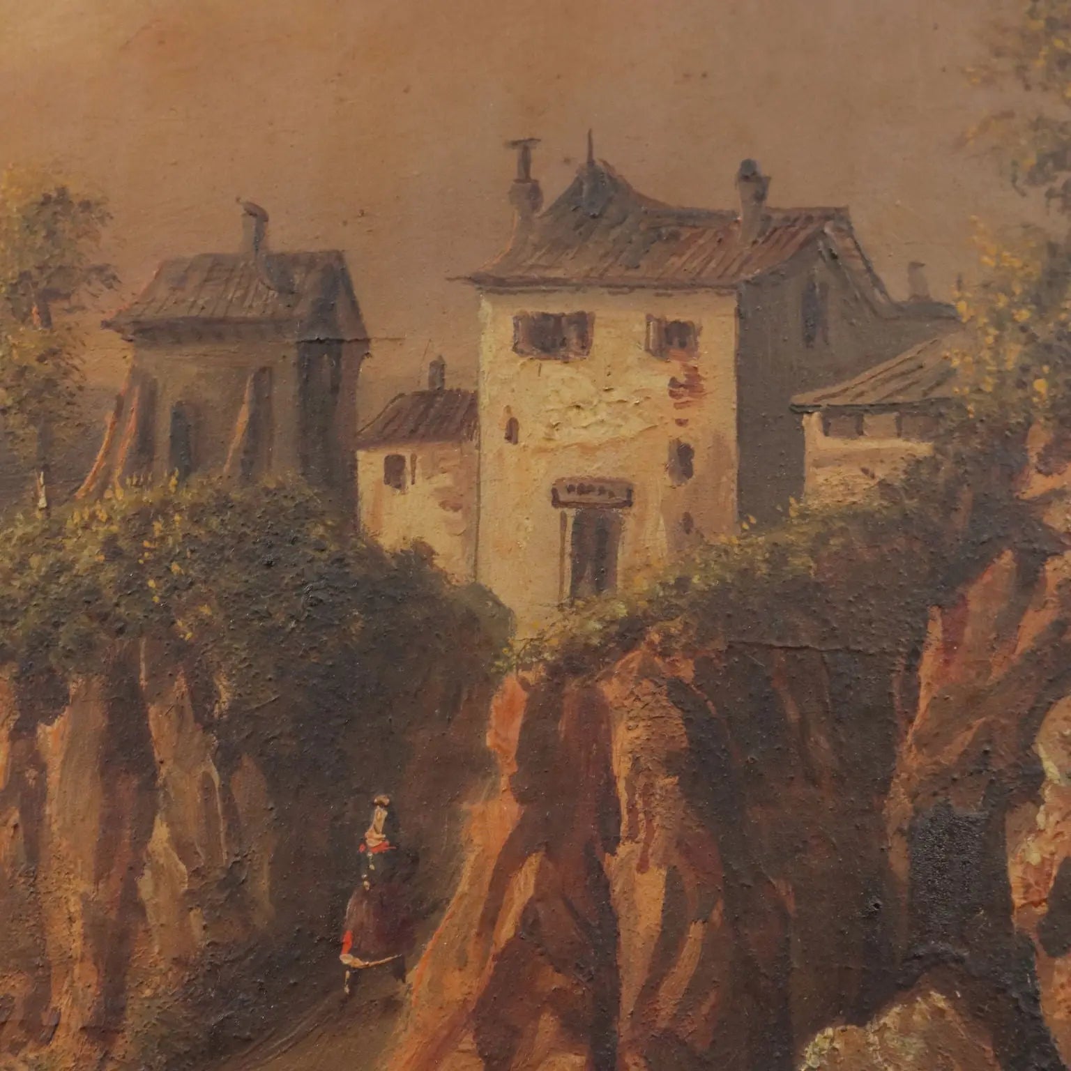 Antique Painting Sunset on Sea Landscape Oil on Borad XIX Century | Art | 19th Century