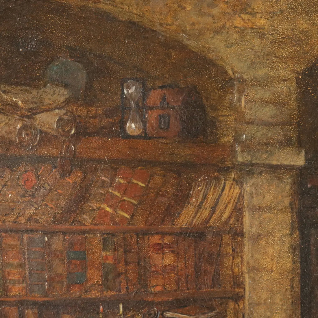 Antique Painting Signed Jeno Chemendy Monk XIX Century - Interior with Monk | Art | 19th Century