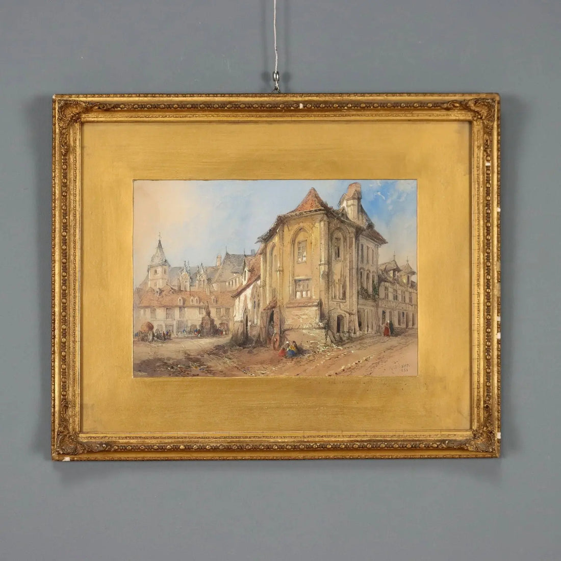 Antique Painting Signed T. Colman Dibdin Old Square in Rouen 1886 - Old Square in Rouen, France, 1866 | Art | 19th Century