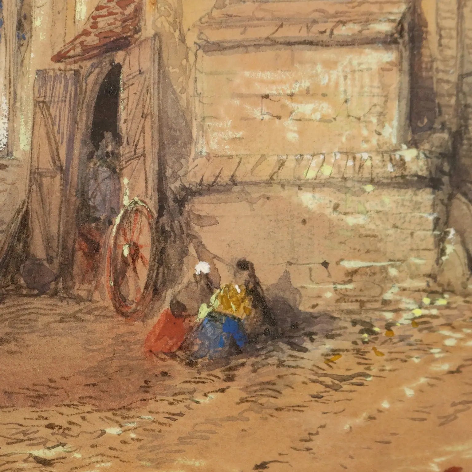 Antique Painting Signed T. Colman Dibdin Old Square in Rouen 1886 - Old Square in Rouen, France, 1866 | Art | 19th Century