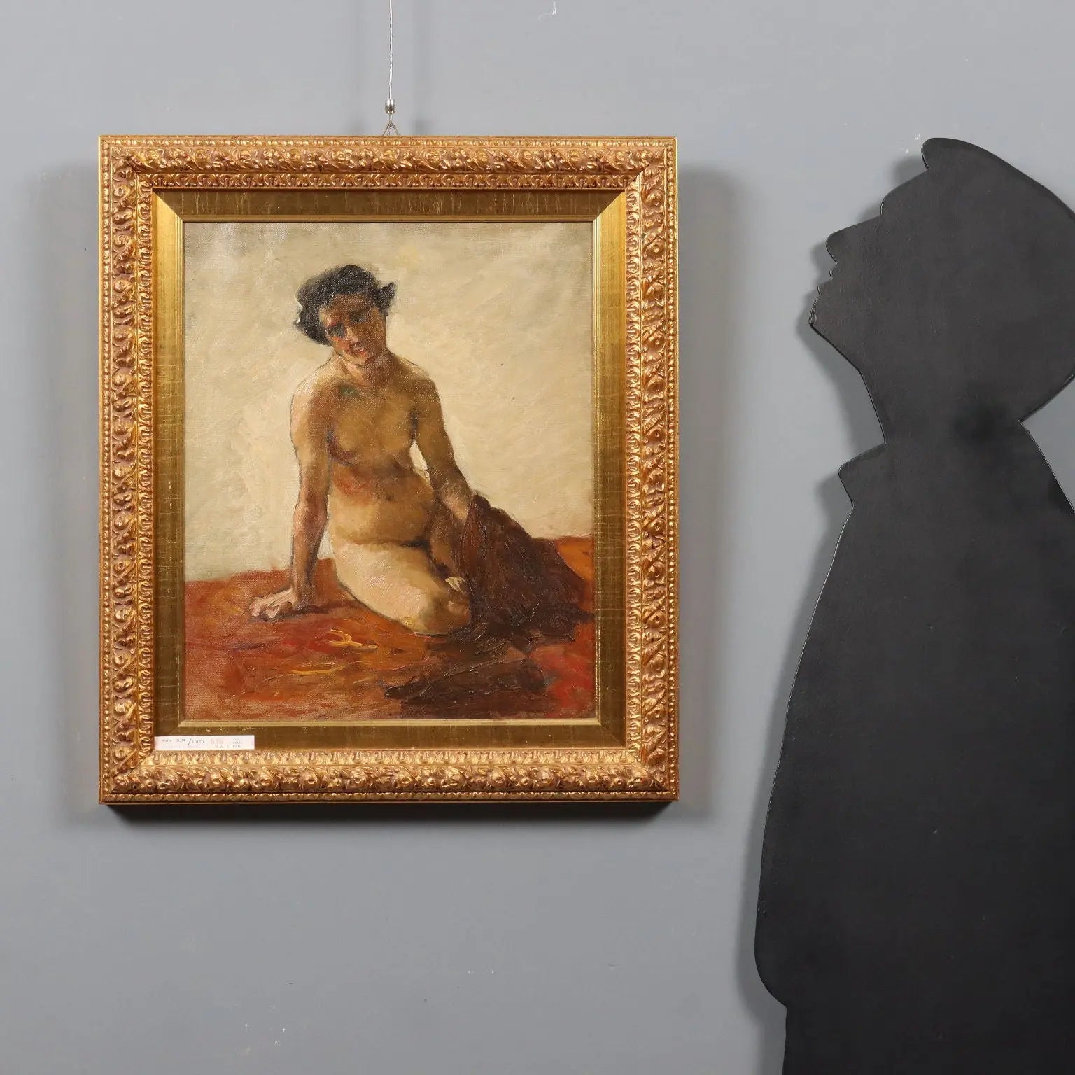 Antique Painting Signed Lorenzo Delleani Oil on Canvas 1860 ca. - Crouching Nude Figure 1860 ca. | Art | 19th Century