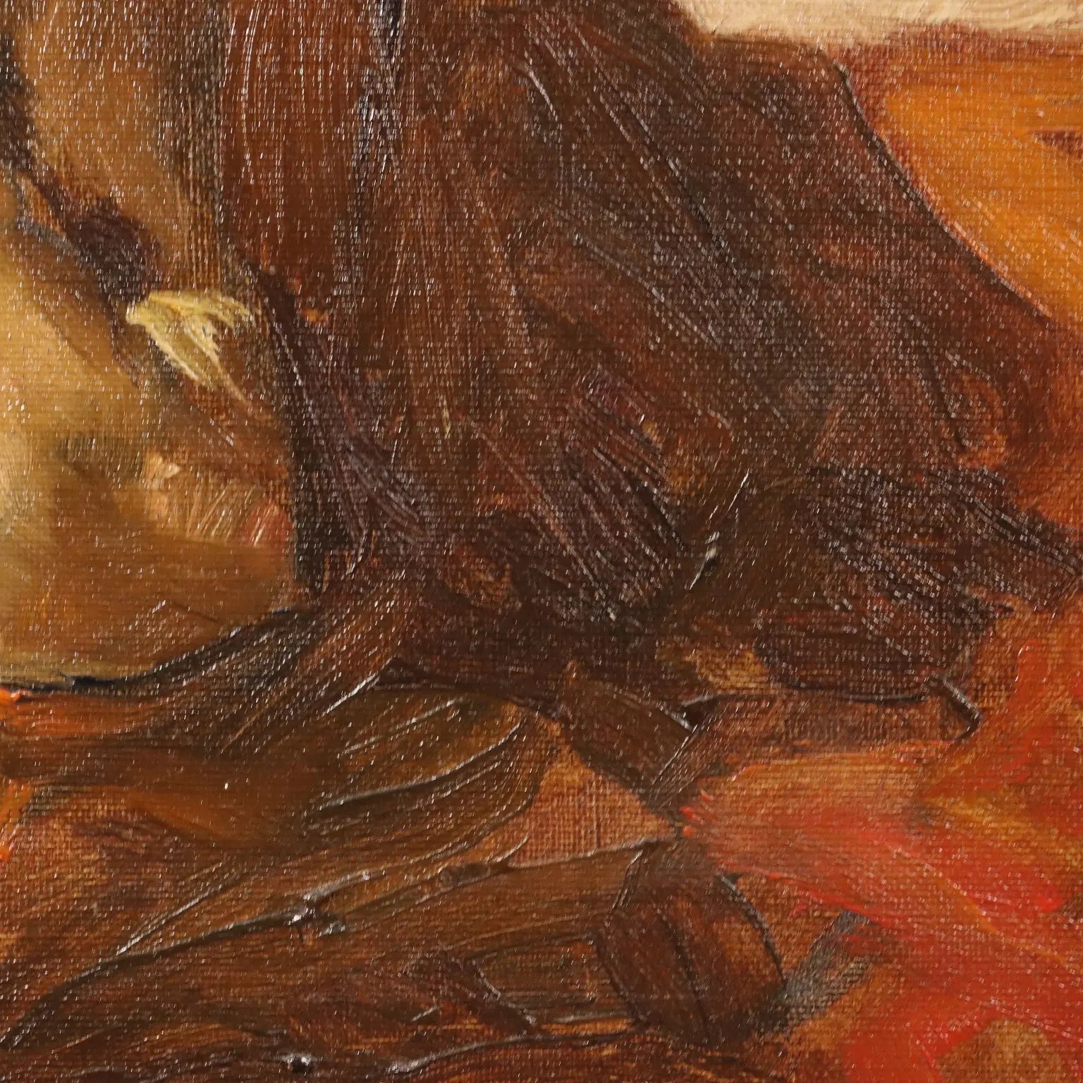 Antique Painting Signed Lorenzo Delleani Oil on Canvas 1860 ca. - Crouching Nude Figure 1860 ca. | Art | 19th Century