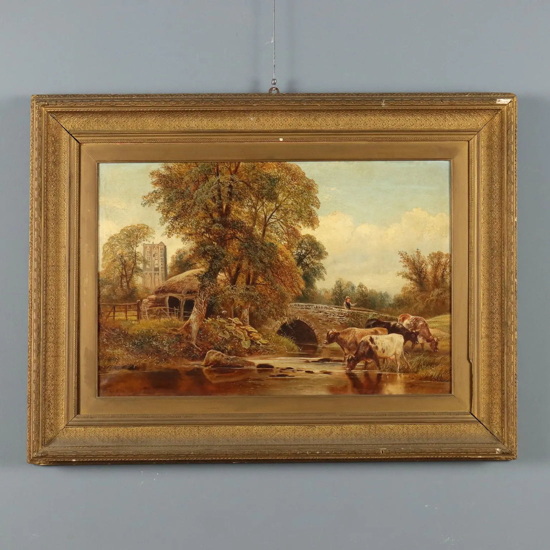 Antique Painting Landscape with Cows Oil on Canvas 1886 | Art | 19th Century