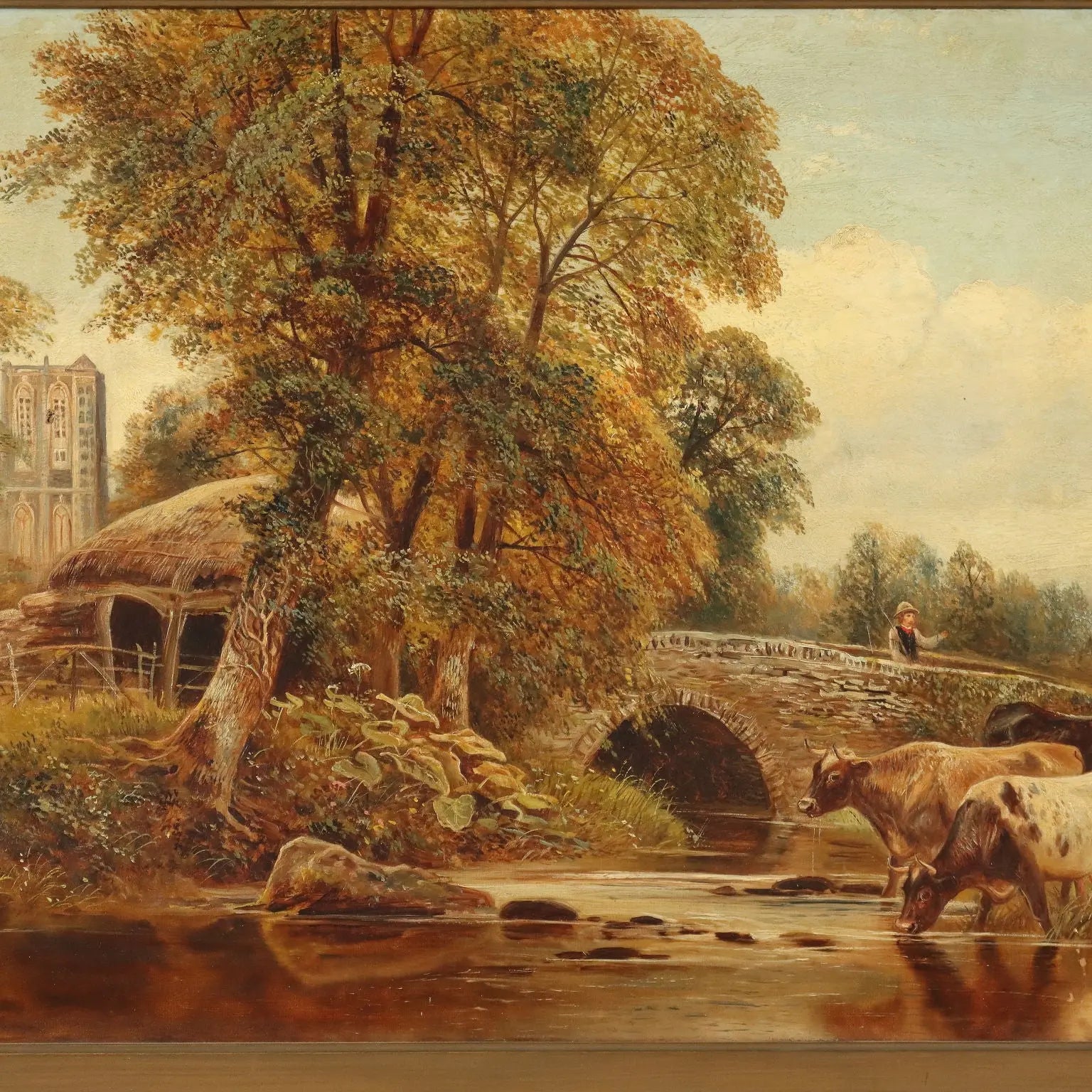 Antique Painting Landscape with Cows Oil on Canvas 1886 | Art | 19th Century