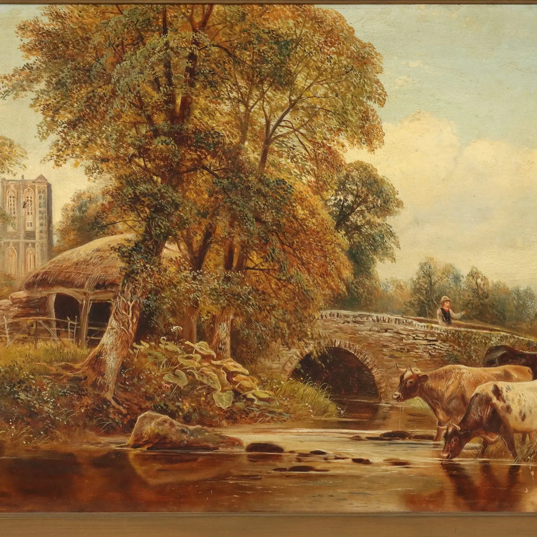 Antique Painting Landscape with Cows Oil on Canvas 1886 | Art | 19th Century