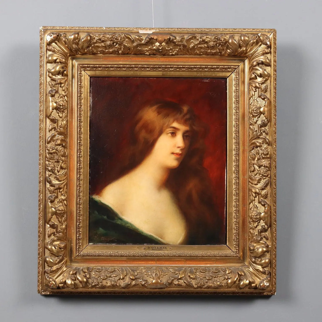 Antique Painting Edouard D'Otemar Portrait of a Young Woman '800 - Portrait of a Young Woman | Art | 19th Century