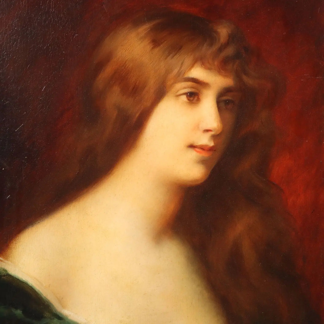 Antique Painting Edouard D'Otemar Portrait of a Young Woman '800 - Portrait of a Young Woman | Art | 19th Century