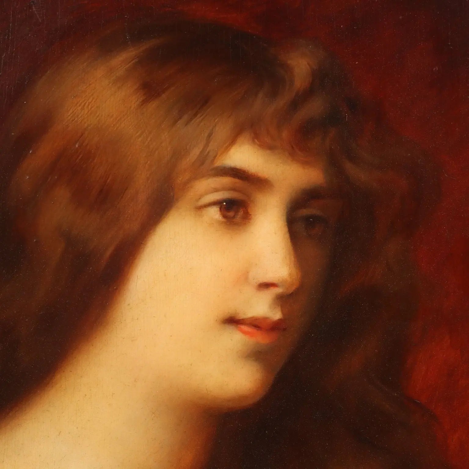 Antique Painting Edouard D'Otemar Portrait of a Young Woman '800 - Portrait of a Young Woman | Art | 19th Century