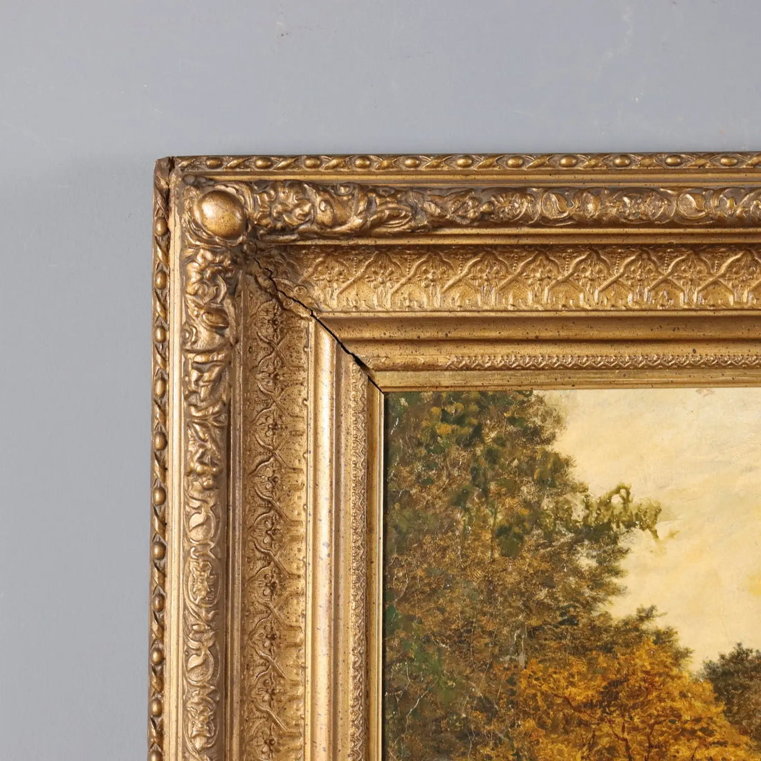 Antique Painting Wooden Landscape Oil on Canvas XIX Century | Art | 19th Century