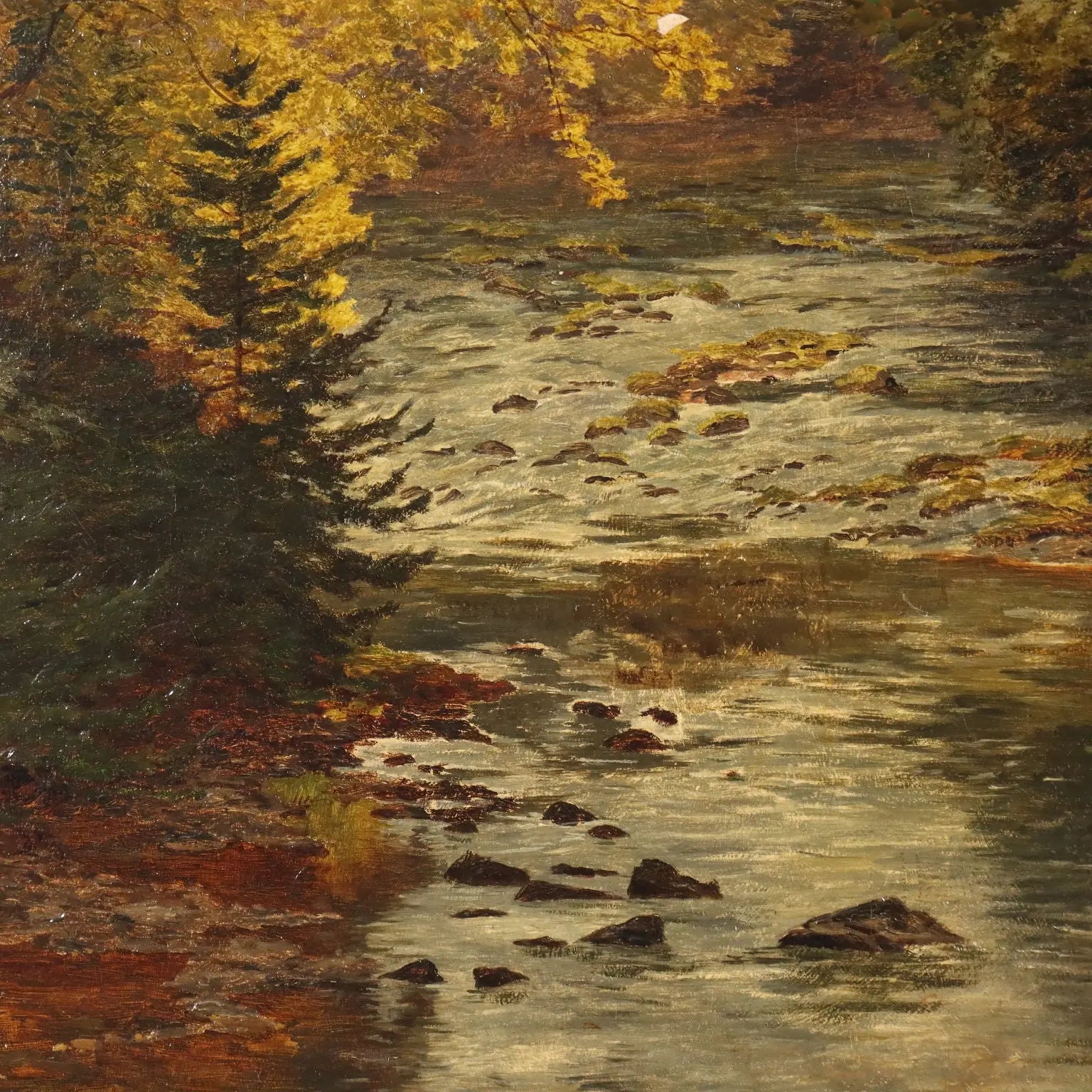 Antique Painting Wooden Landscape Oil on Canvas XIX Century | Art | 19th Century