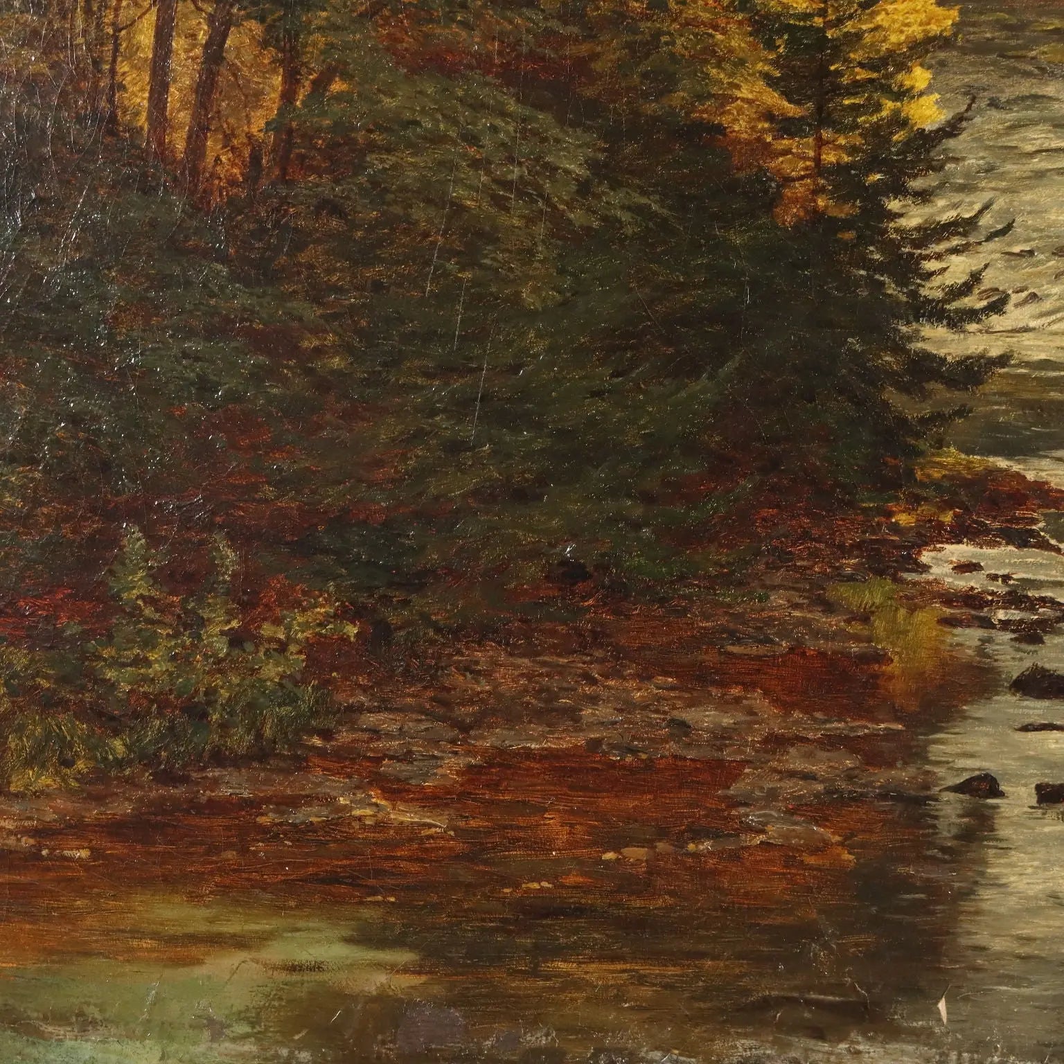 Antique Painting Wooden Landscape Oil on Canvas XIX Century | Art | 19th Century