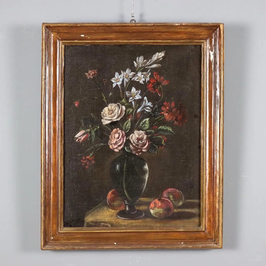 Antique Painting Vase with Fruit and Flowers Oil on Canvas XIX Century | Art | 19th Century
