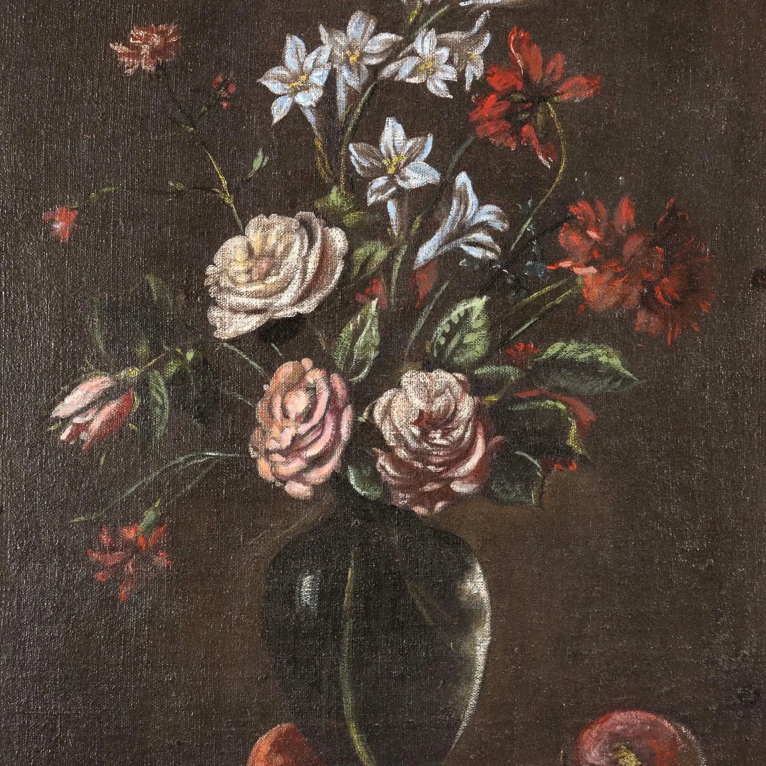 Antique Painting Vase with Fruit and Flowers Oil on Canvas XIX Century | Art | 19th Century