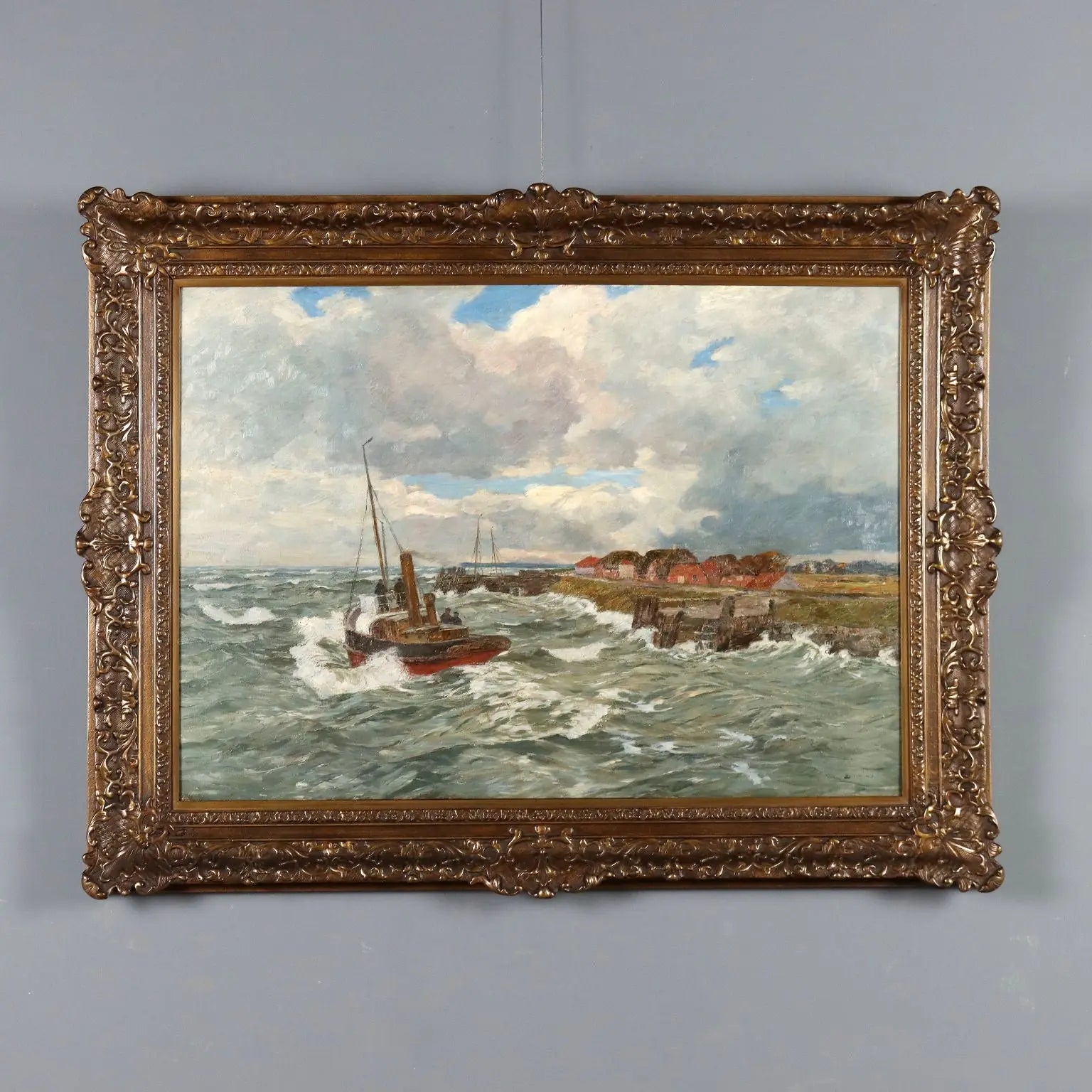 Antique Painting Signed Andreas Dirks Maritime Glimpse XIX Century - Sea Glimpse | Art | 19th Century