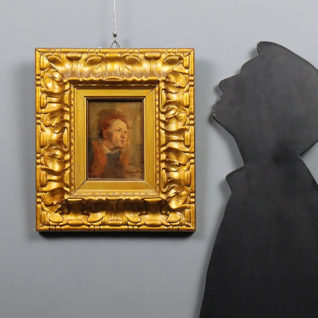 Antique Painting Signed Pietro Scoppetta Oil on Board XIX Century - Male Face | Art | 19th Century