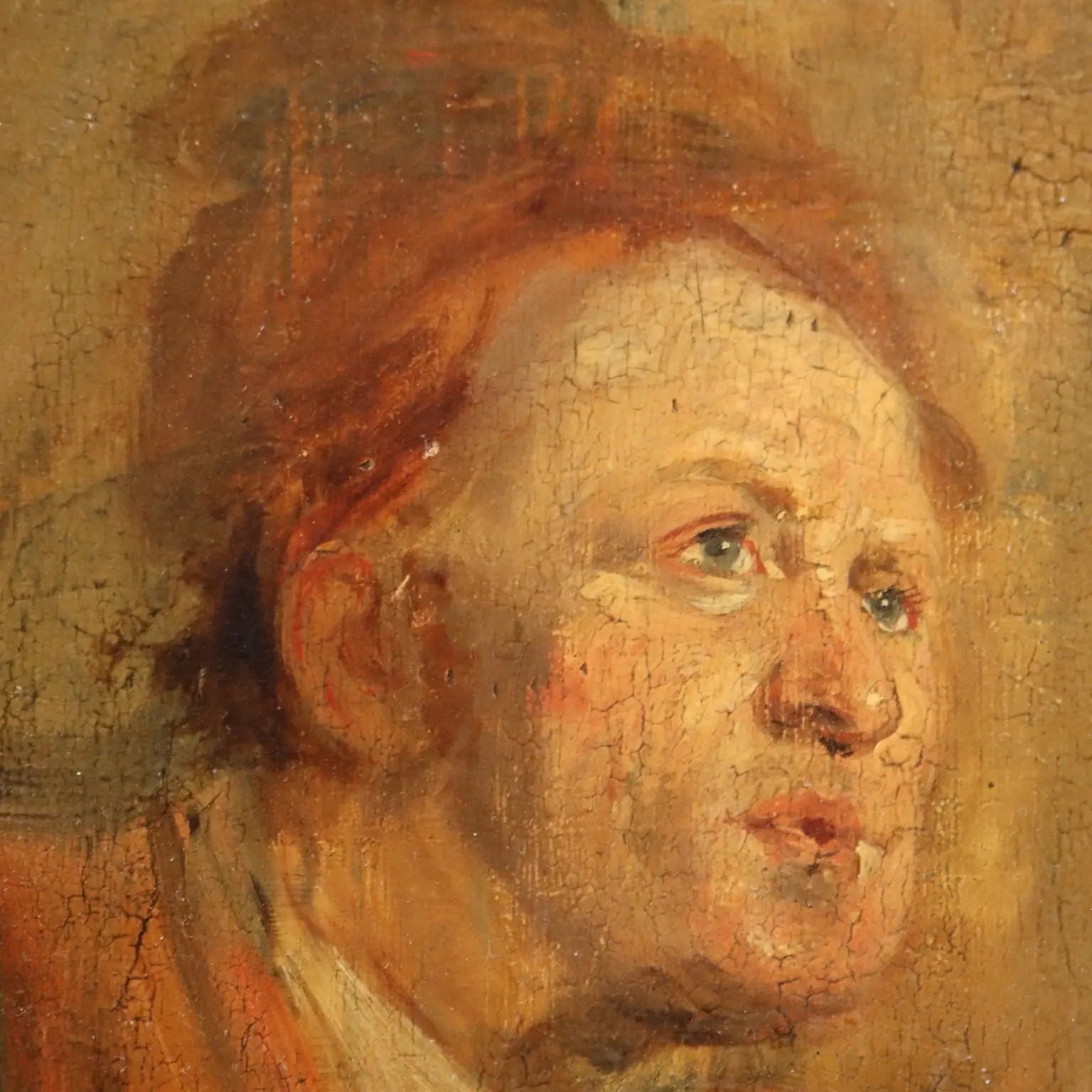 Antique Painting Signed Pietro Scoppetta Oil on Board XIX Century - Male Face | Art | 19th Century