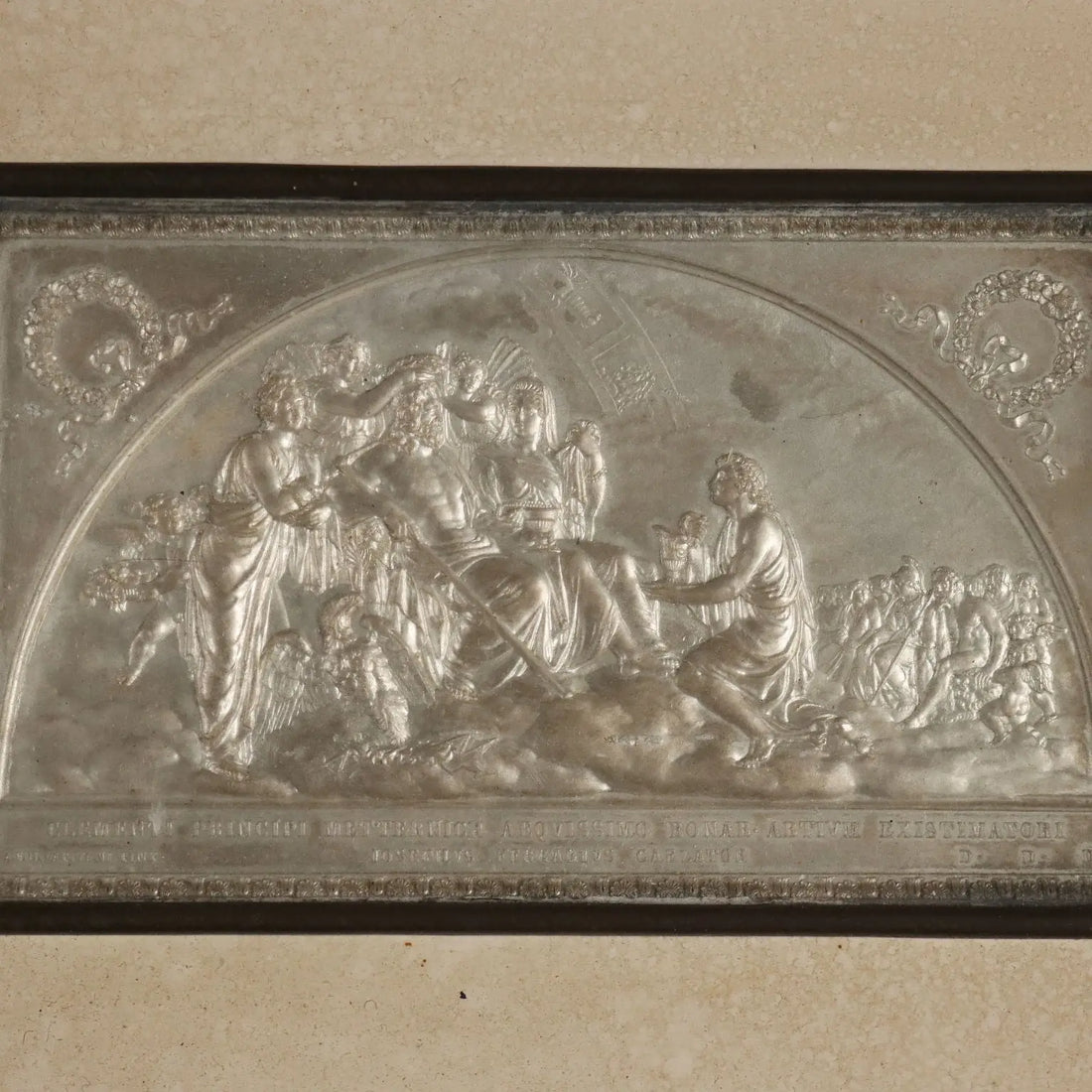 Antique Bas-Felief on Metal Giuseppe Ferraris XIX Century - Ganymede Offers the Cup to Jupiter | Art | 19th Century