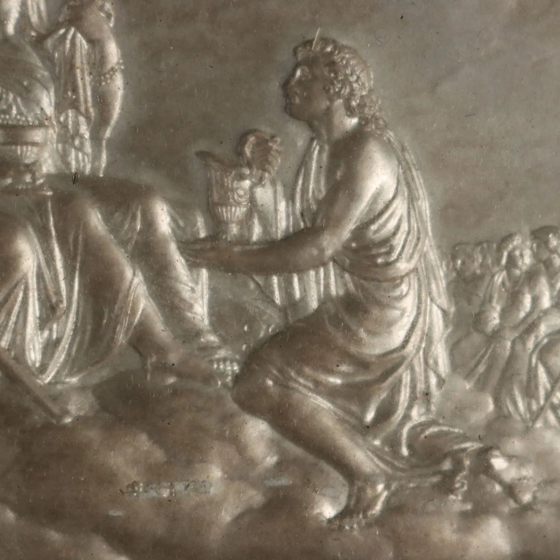 Antique Bas-Felief on Metal Giuseppe Ferraris XIX Century - Ganymede Offers the Cup to Jupiter | Art | 19th Century