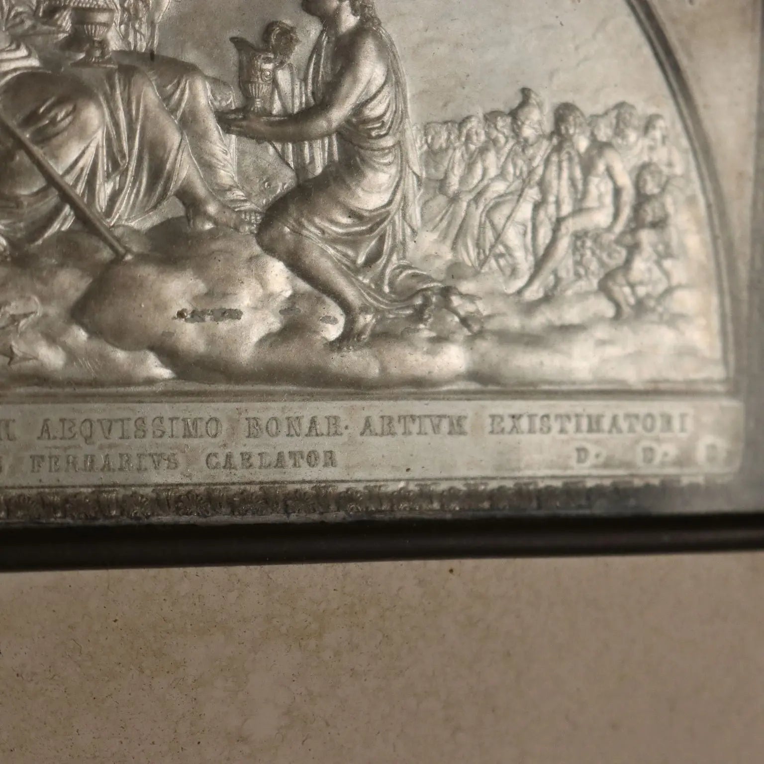 Antique Bas-Felief on Metal Giuseppe Ferraris XIX Century - Ganymede Offers the Cup to Jupiter | Art | 19th Century