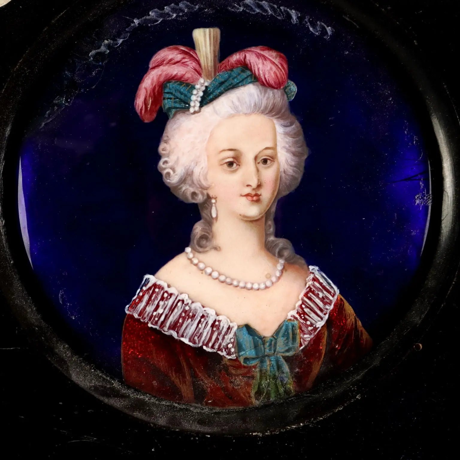 Antique Painting Portrait of a Noblewoman Limoges Enamels '800 - Limoges Enamels on Copper | Art | 19th Century
