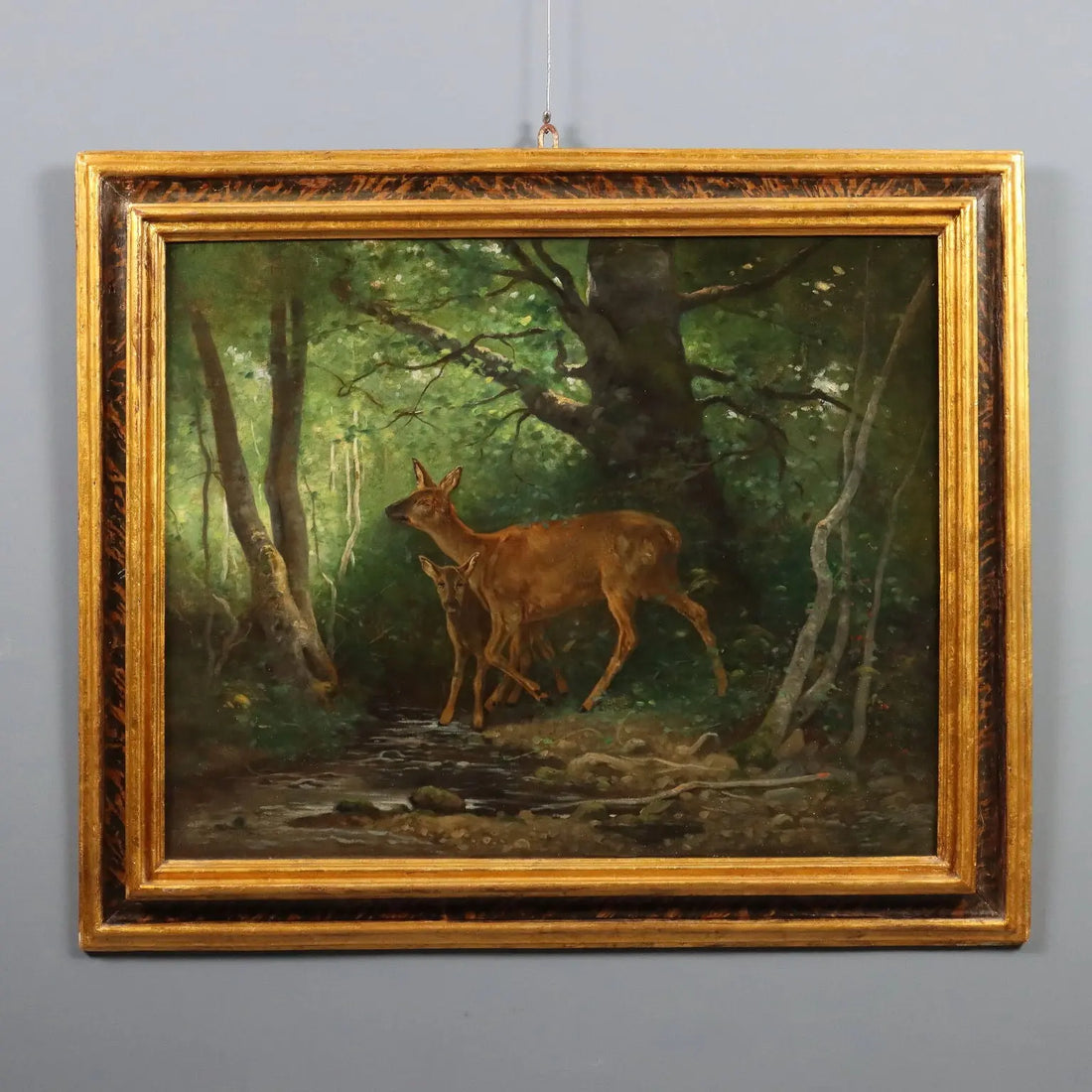 Antique Painting Deer in the Woods Oil on Canvas France XIX Century | Art | 19th Century