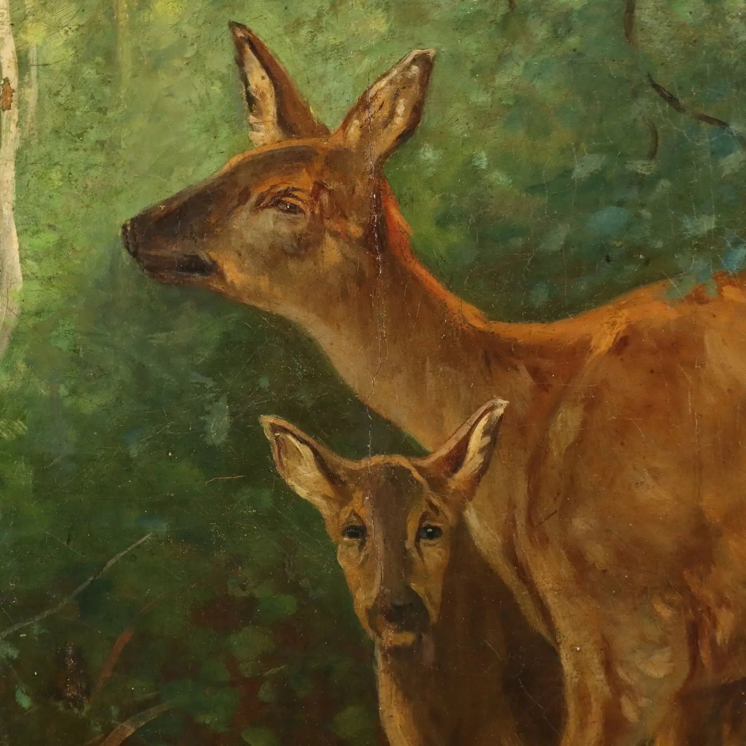 Antique Painting Deer in the Woods Oil on Canvas France XIX Century | Art | 19th Century