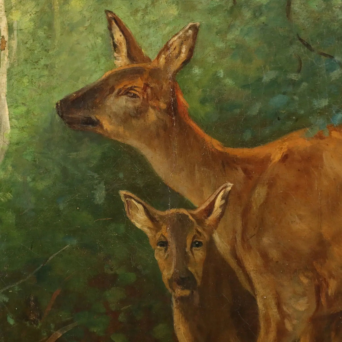 Antique Painting Deer in the Woods Oil on Canvas France XIX Century | Art | 19th Century