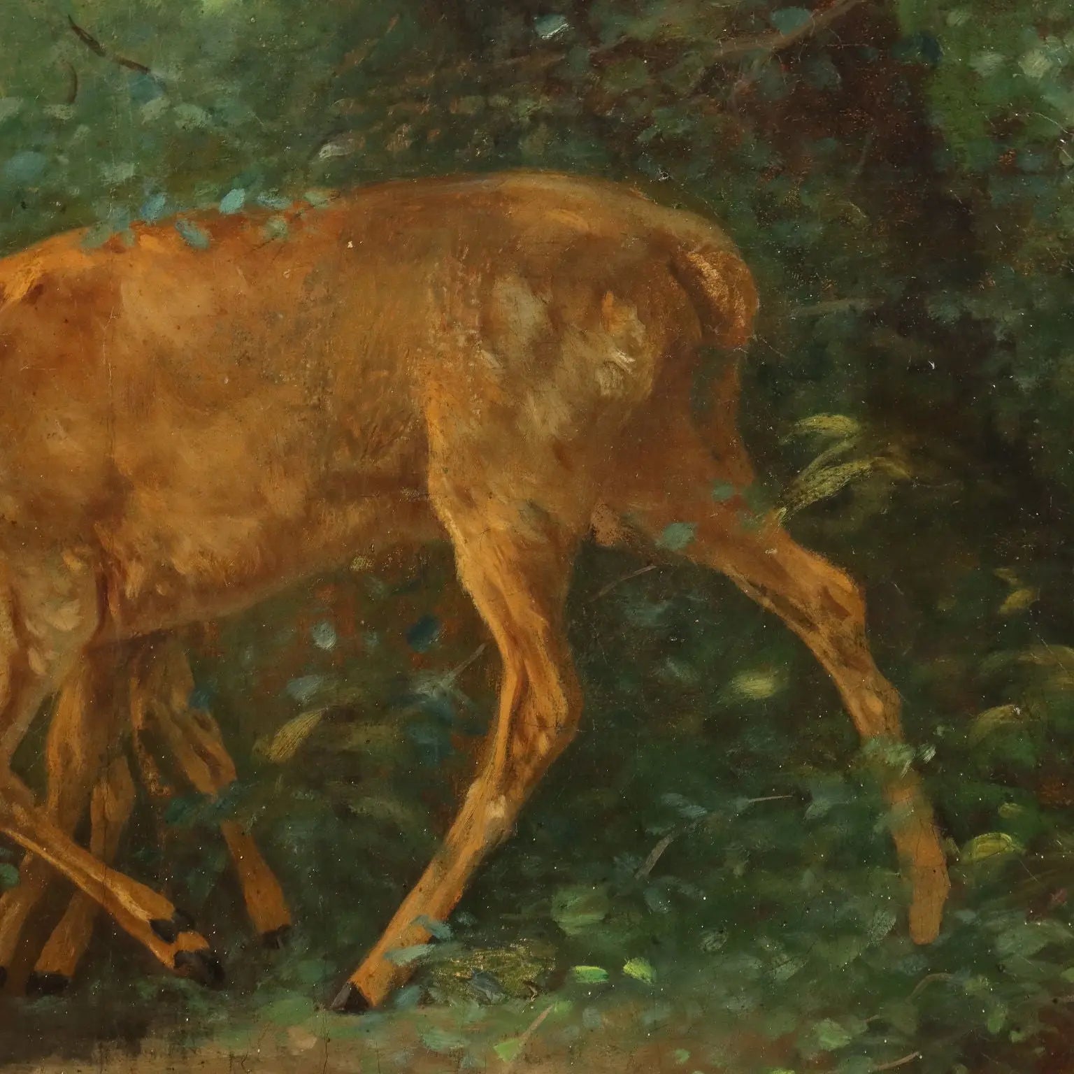 Antique Painting Deer in the Woods Oil on Canvas France XIX Century | Art | 19th Century