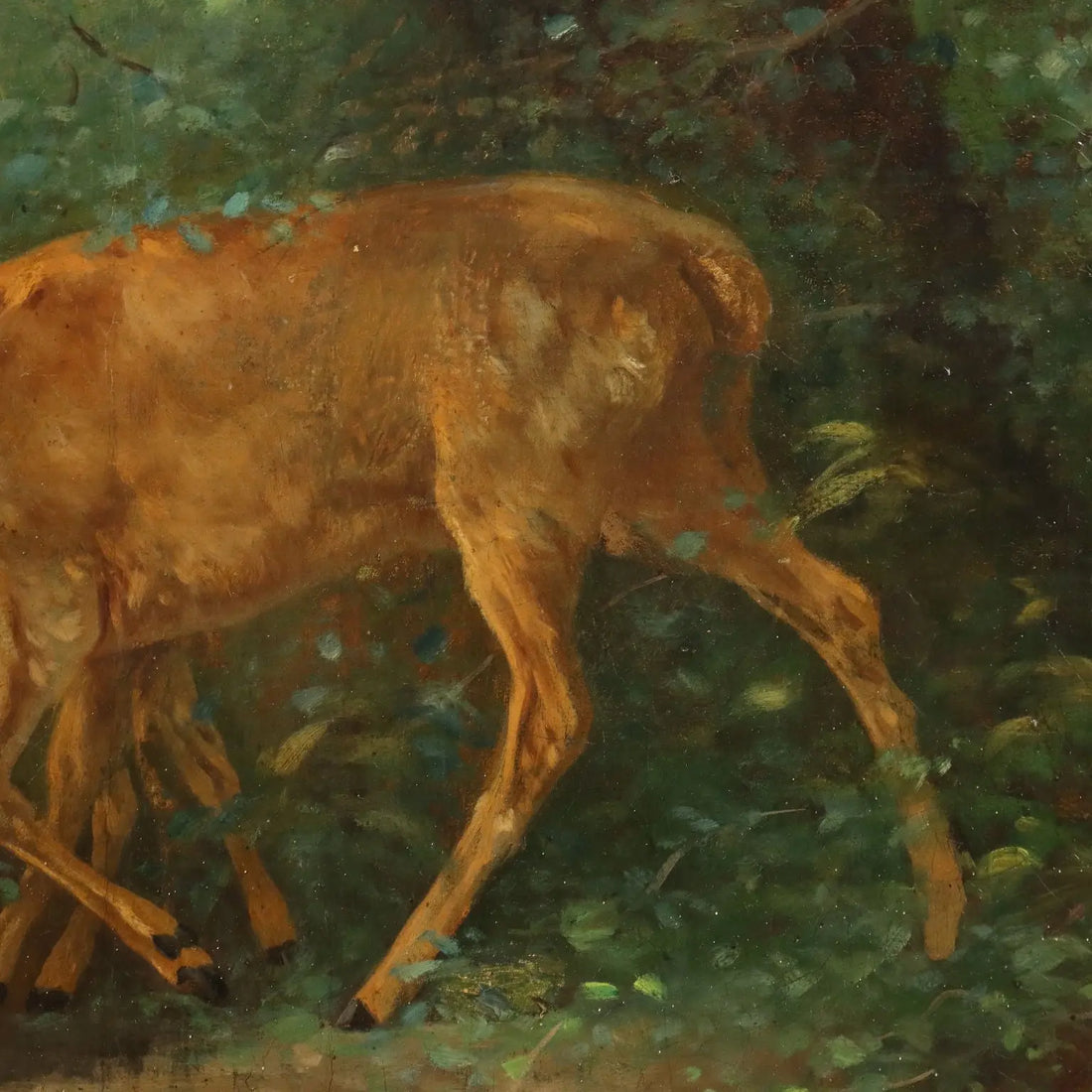 Antique Painting Deer in the Woods Oil on Canvas France XIX Century | Art | 19th Century