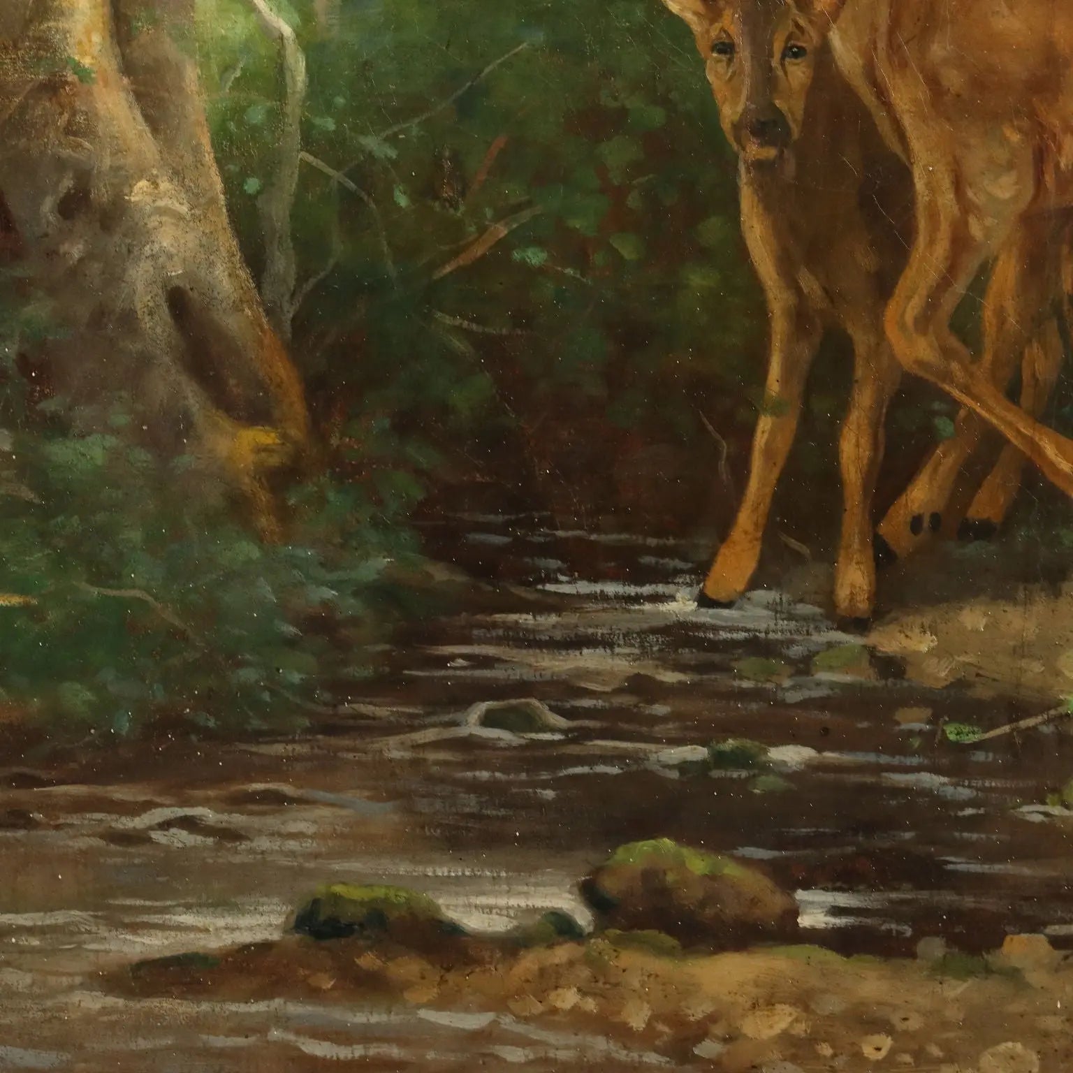 Antique Painting Deer in the Woods Oil on Canvas France XIX Century | Art | 19th Century