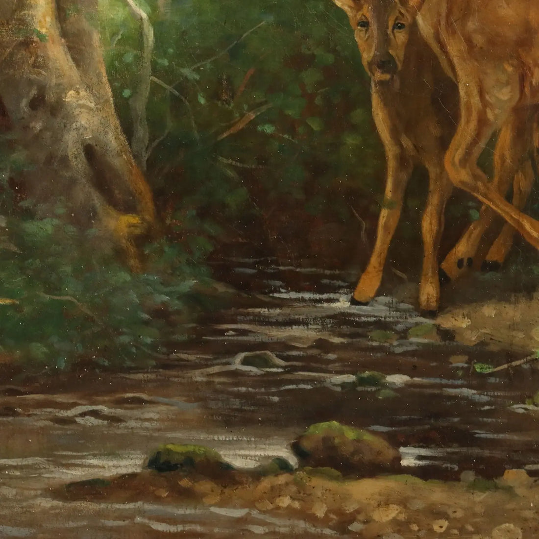Antique Painting Deer in the Woods Oil on Canvas France XIX Century | Art | 19th Century