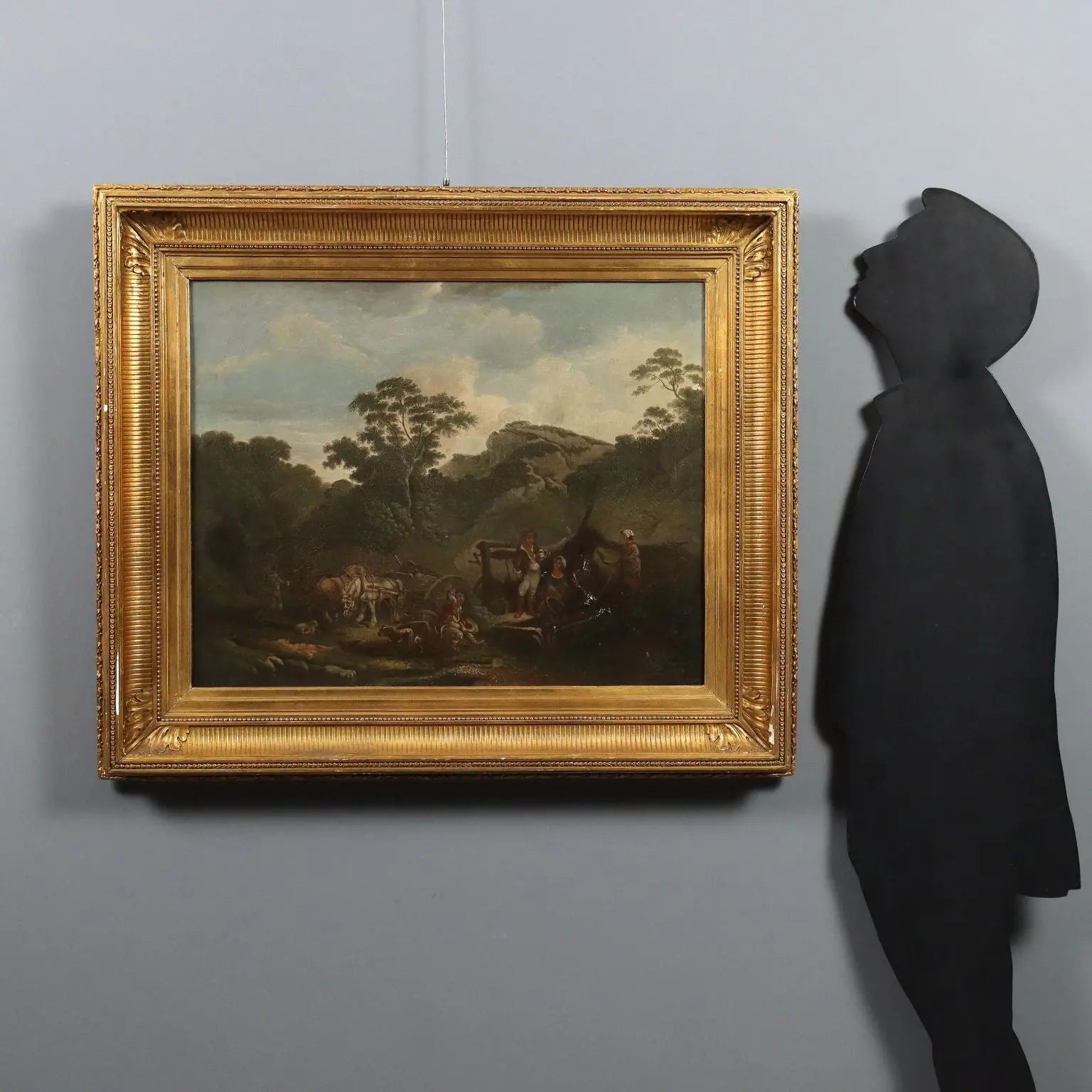 Antique Painting Landscape with Farmers Oil on Canvas Europe '800 | Art | 19th Century