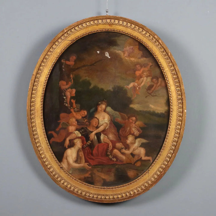 Antique Painting Rinaldo and Armida Oil on Canvas XIX Century