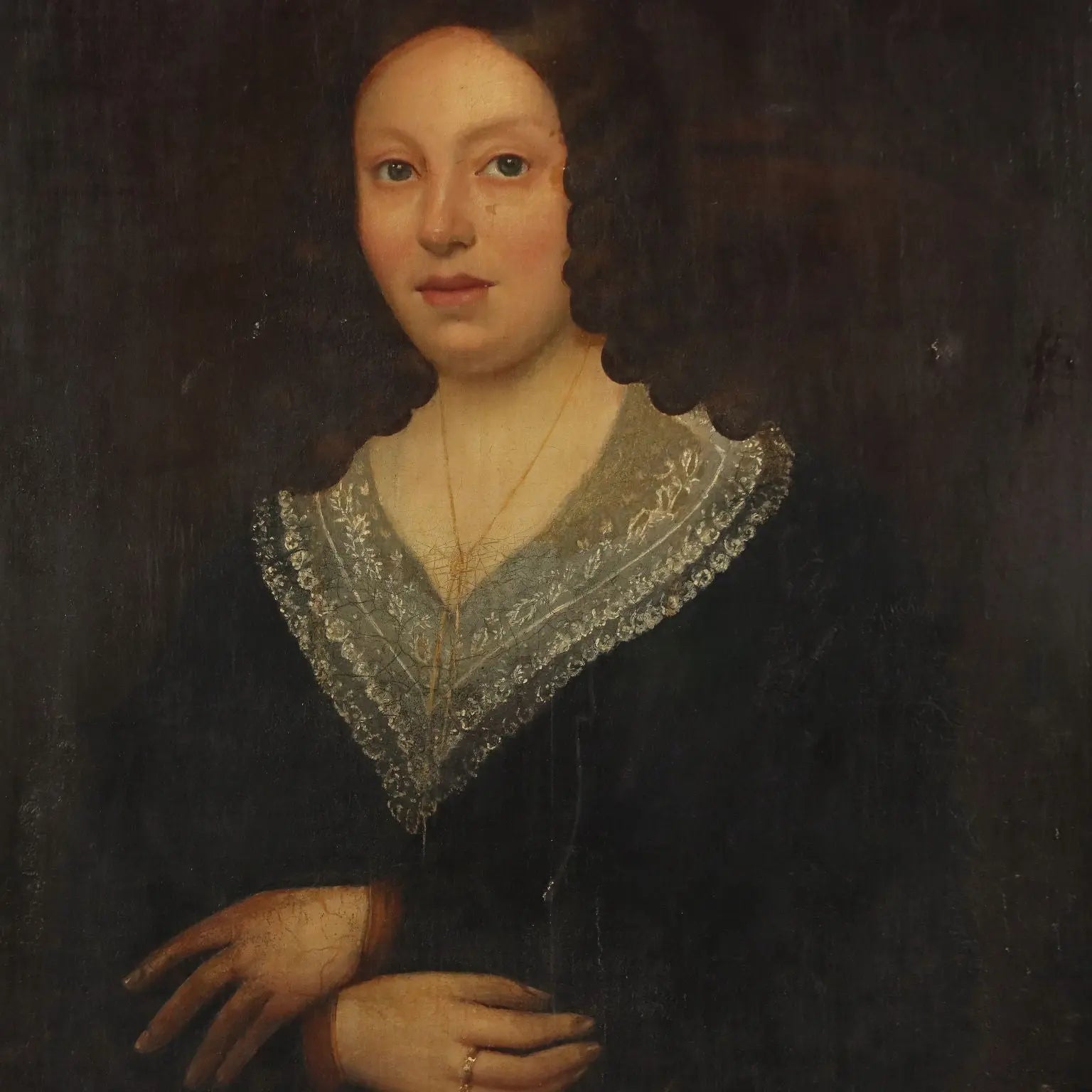 Antique Painting Portrait of a Young Woman Oil on Canvas '800 | Art | 19th Century
