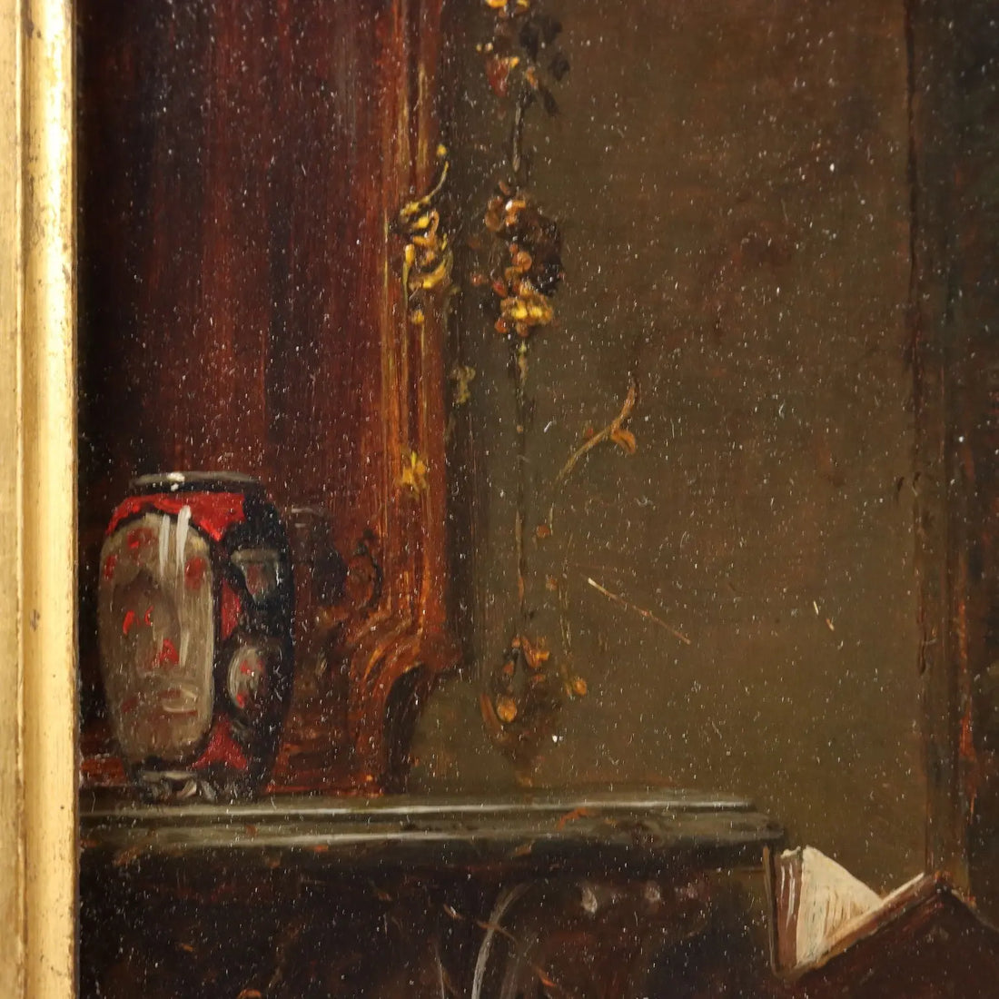 Antique Painting Signed A.J. Franke Oil on Hardboard '800-'900