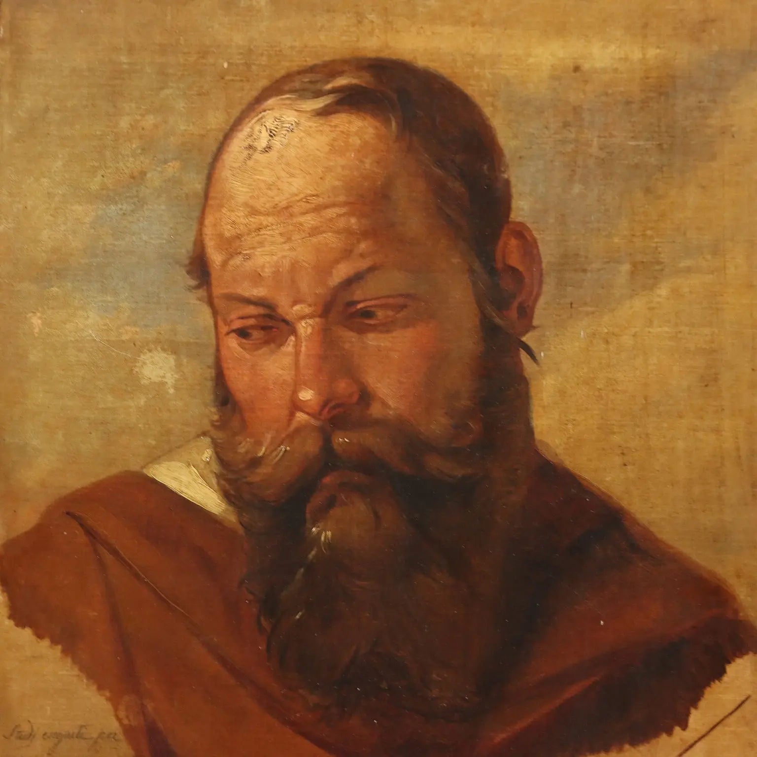 Antique Painting Signed Filippo Marsigli Oil on Paper 1840 ca.