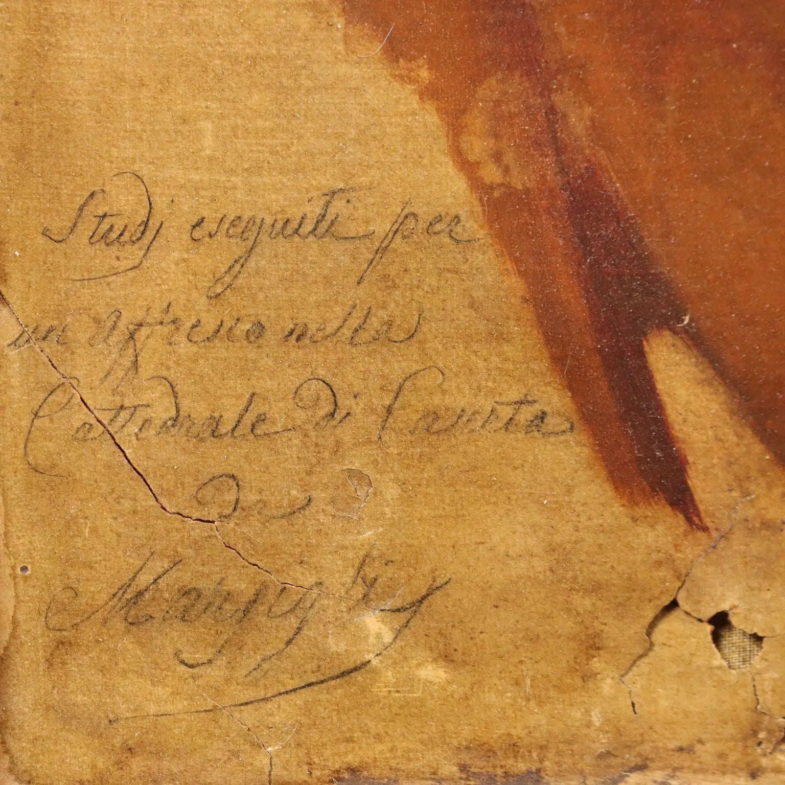 Antique Painting Signed Filippo Marsigli Oil on Paper 1840 ca.
